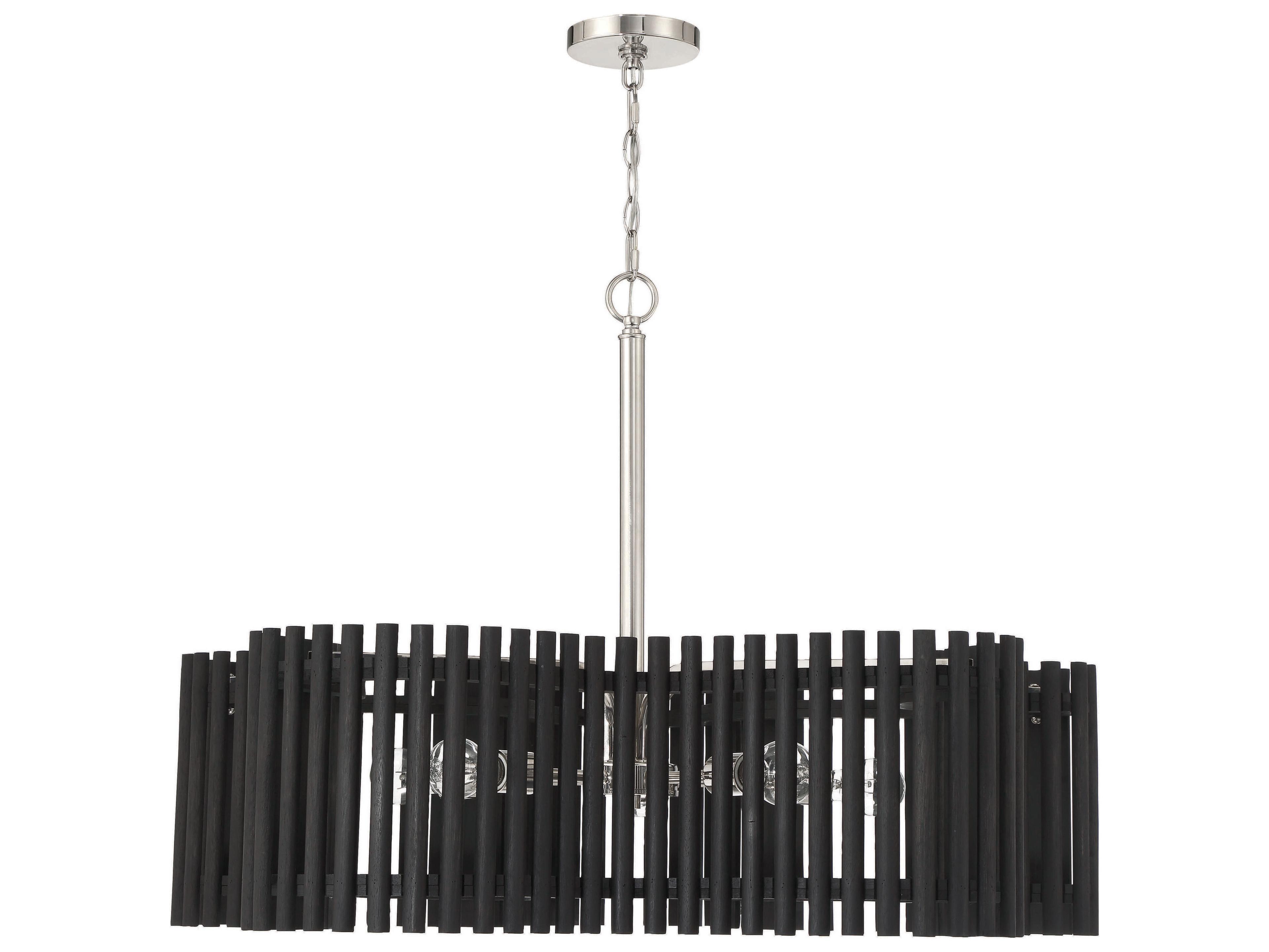 Craftmade Freeform 5-Light Polished Nickel Black Walnut Geometric Chandelier