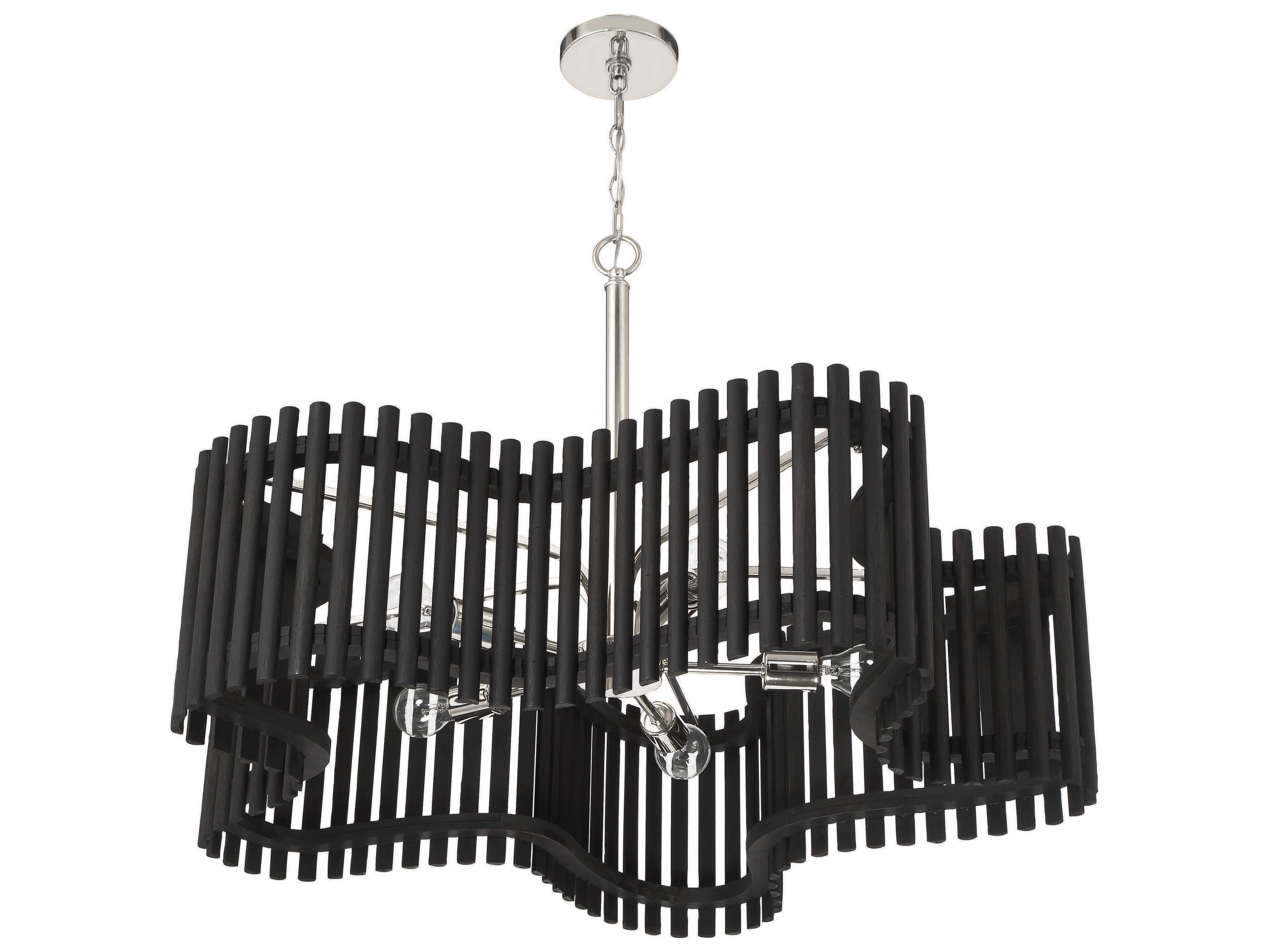 Craftmade Freeform 5-Light Polished Nickel Black Walnut Geometric Chandelier
