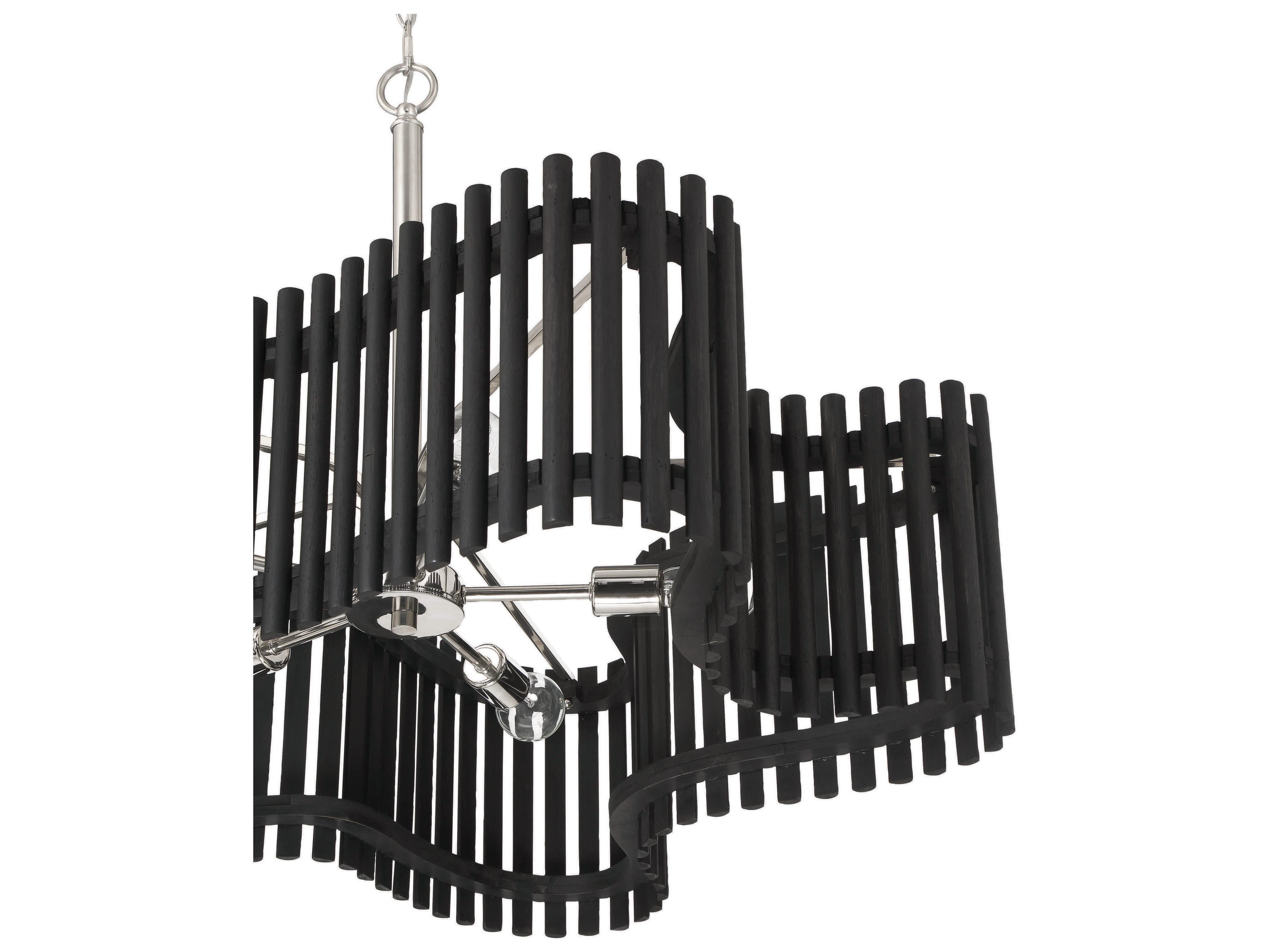 Craftmade Freeform 5-Light Polished Nickel Black Walnut Geometric Chandelier