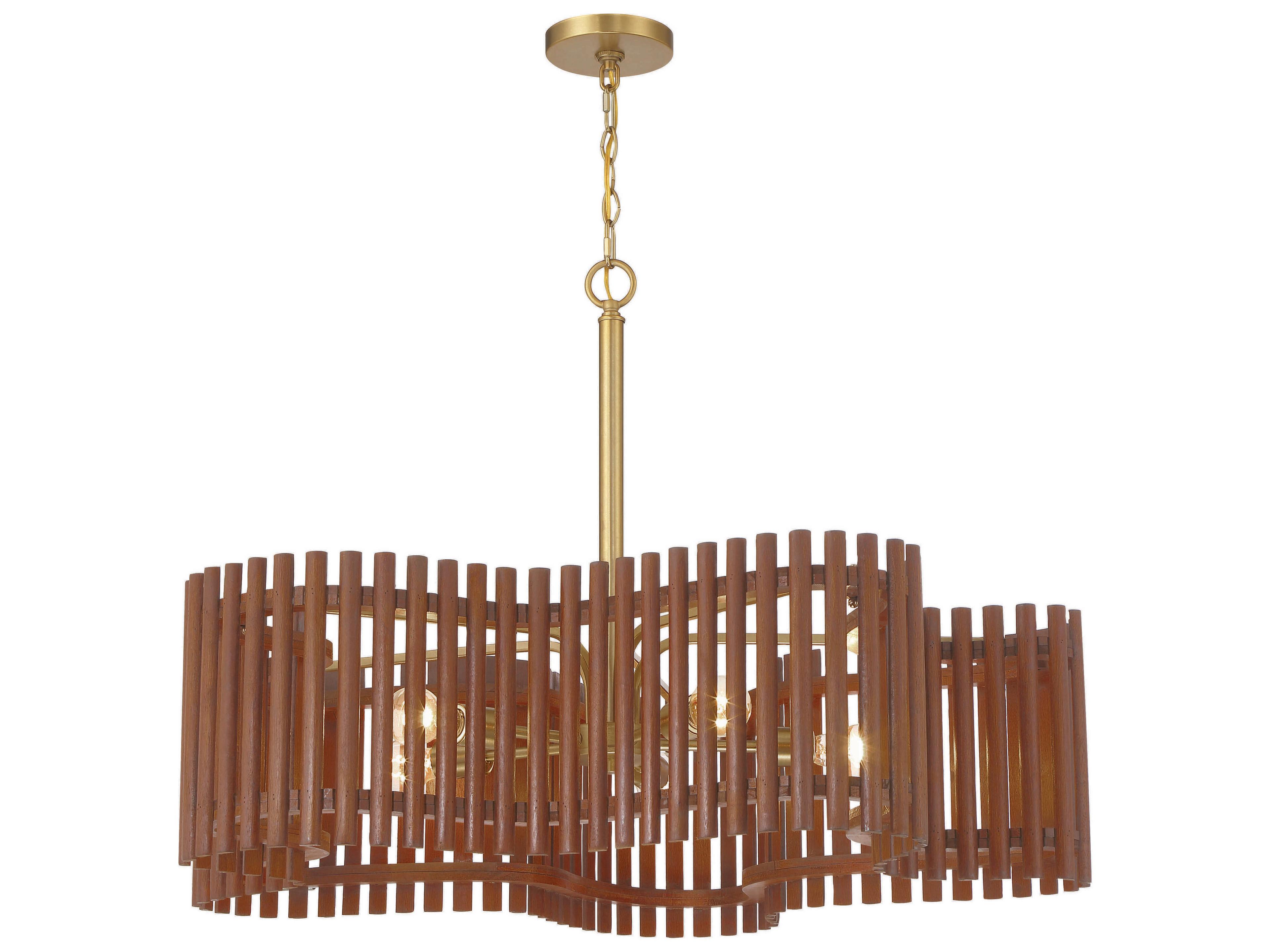 Craftmade Freeform 5-Light Satin Brass Walnut Brown Geometric Chandelier