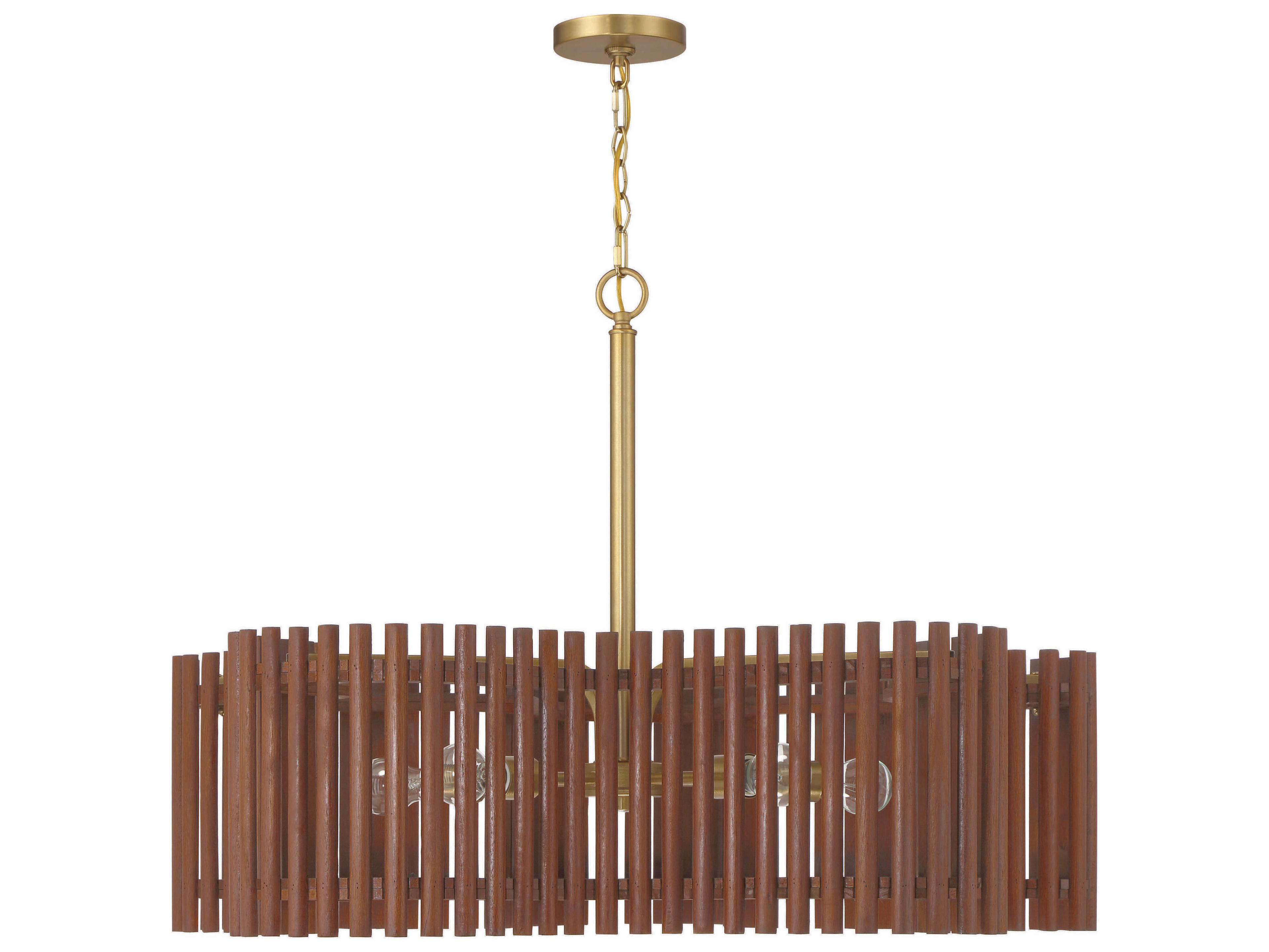 Craftmade Freeform 5-Light Satin Brass Walnut Brown Geometric Chandelier