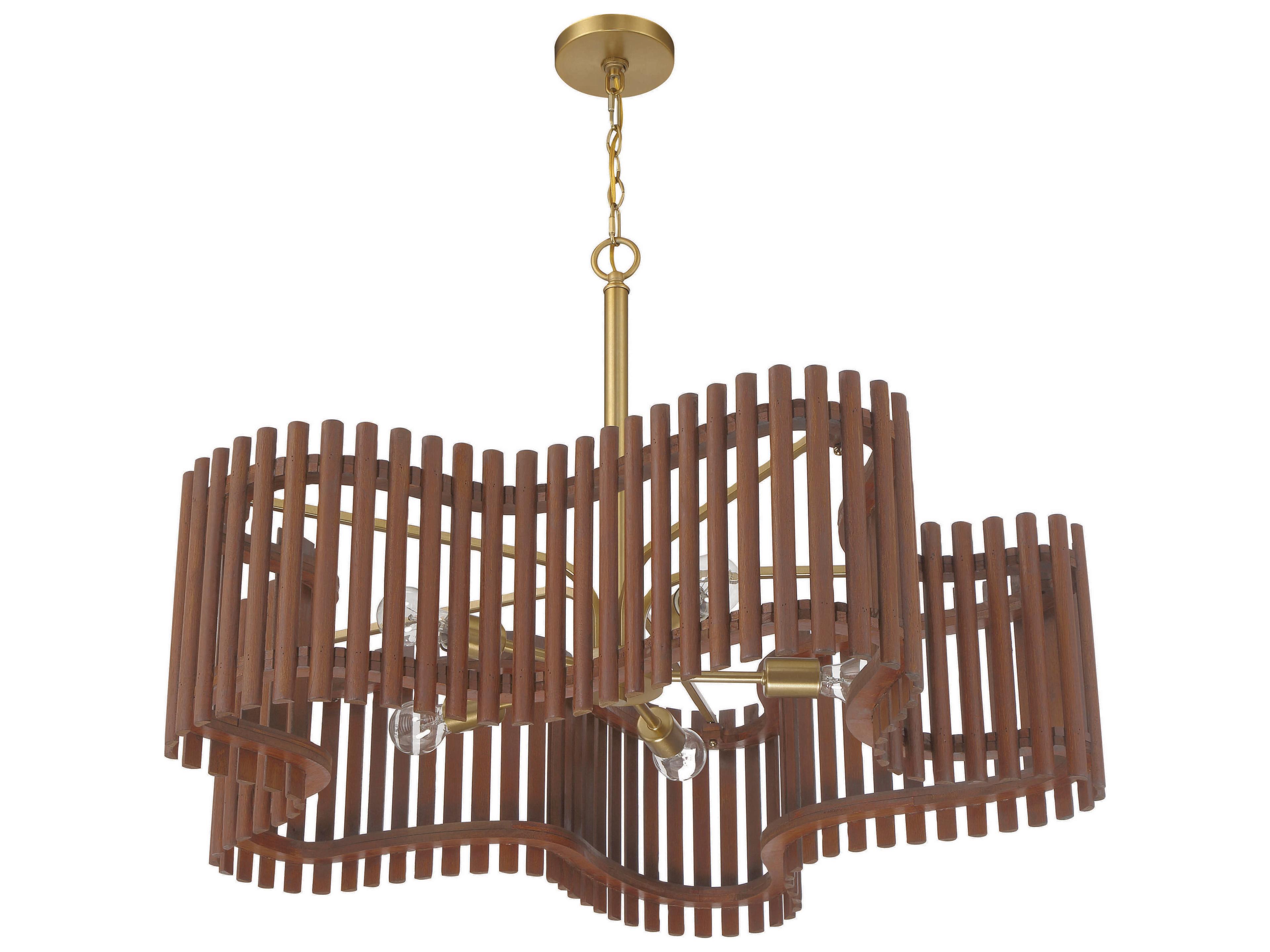 Craftmade Freeform 5-Light Satin Brass Walnut Brown Geometric Chandelier