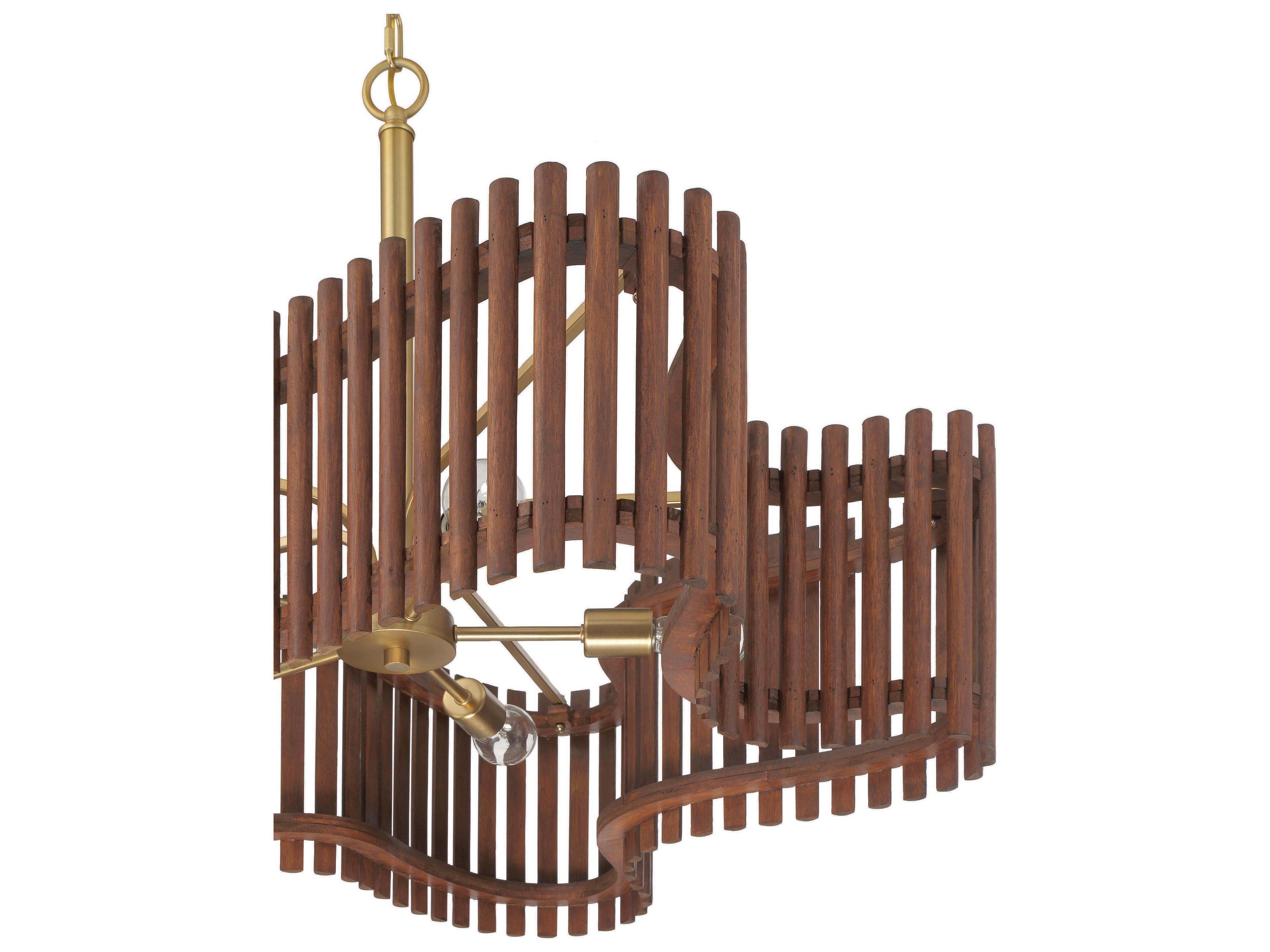 Craftmade Freeform 5-Light Satin Brass Walnut Brown Geometric Chandelier