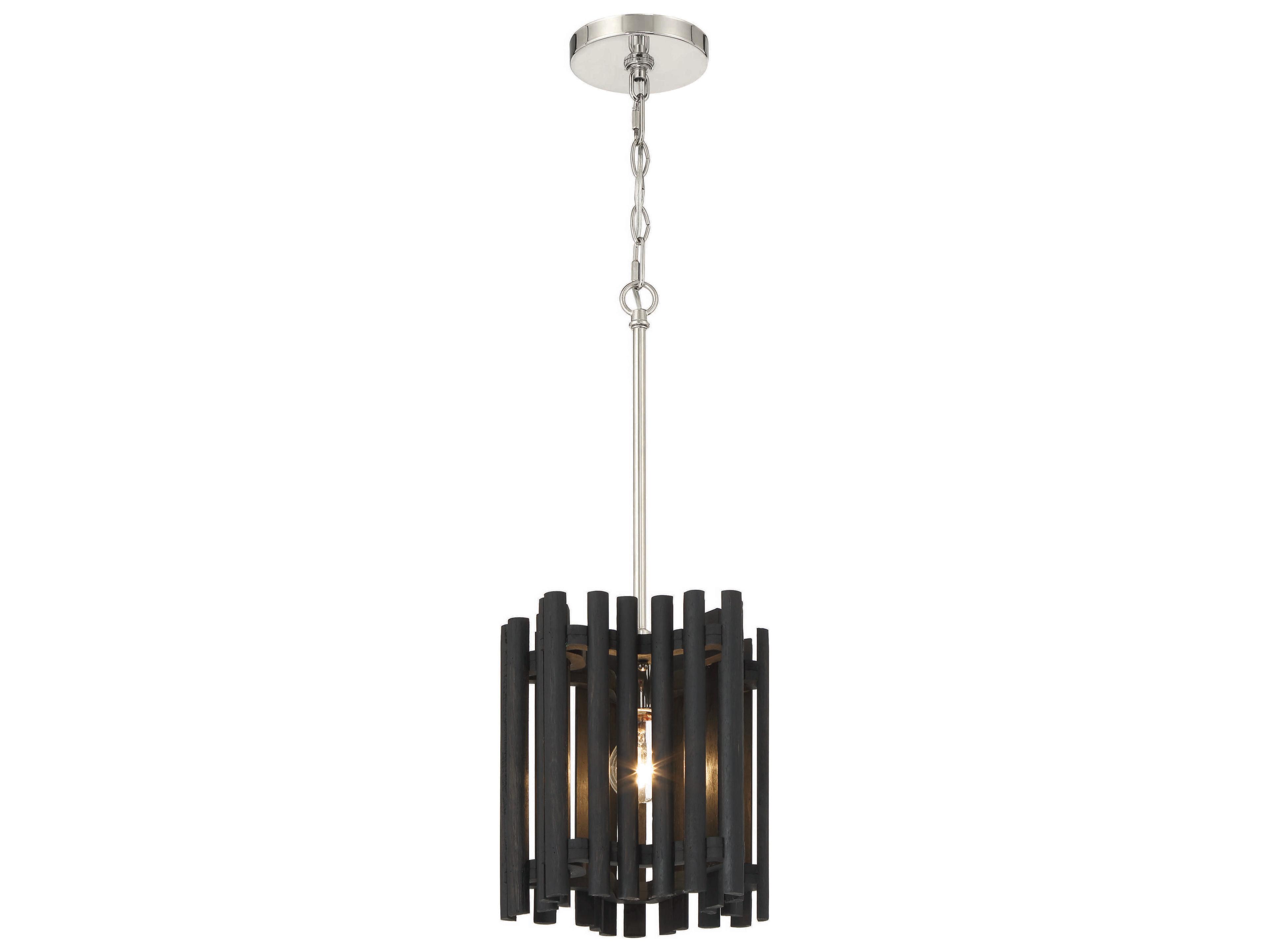 Craftmade Freeform 1-Light Polished Nickel Black Walnut Geometric Mini Pendant