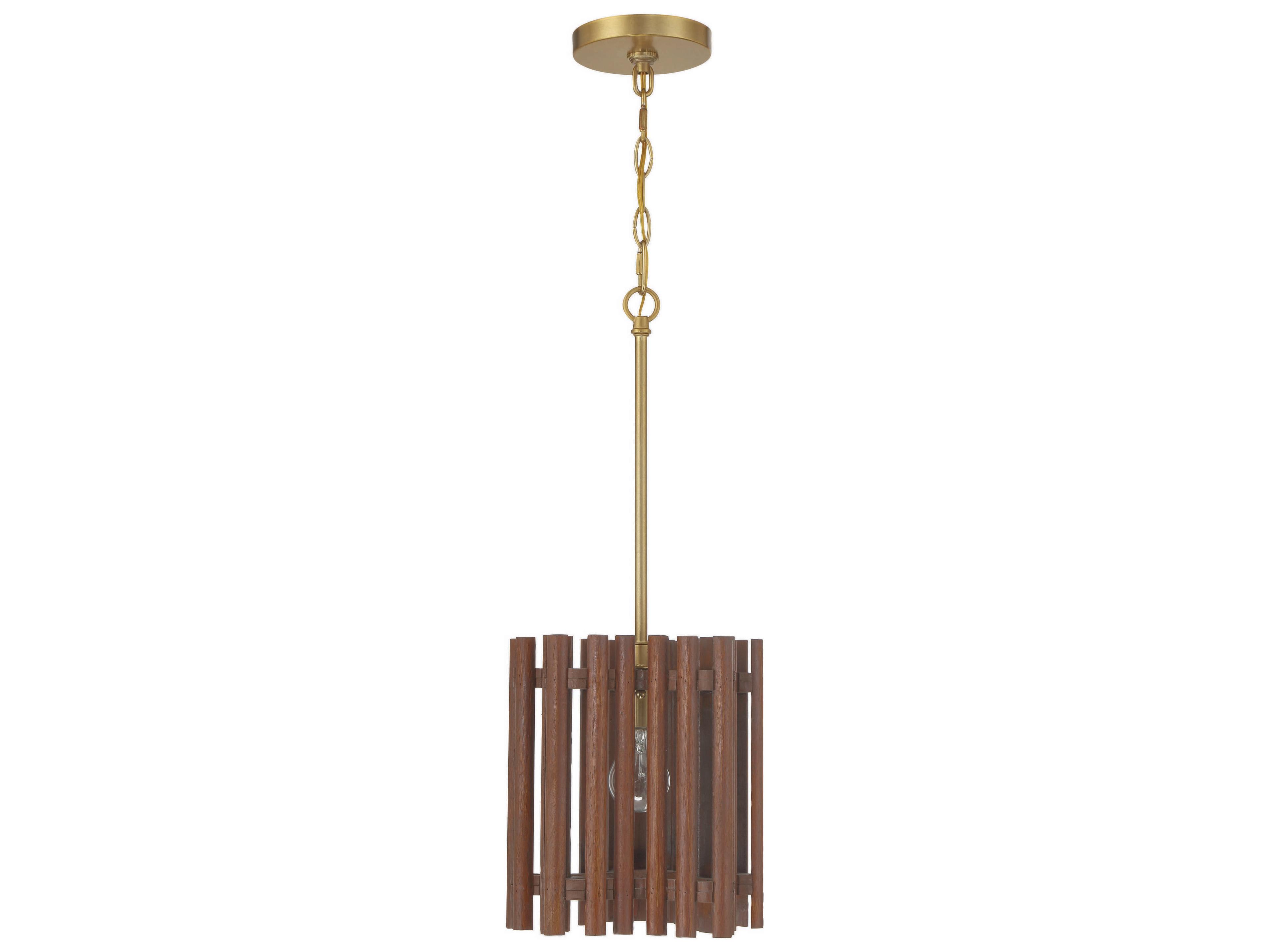 Craftmade Freeform 1-Light Satin Brass Walnut Brown Geometric Mini Pendant