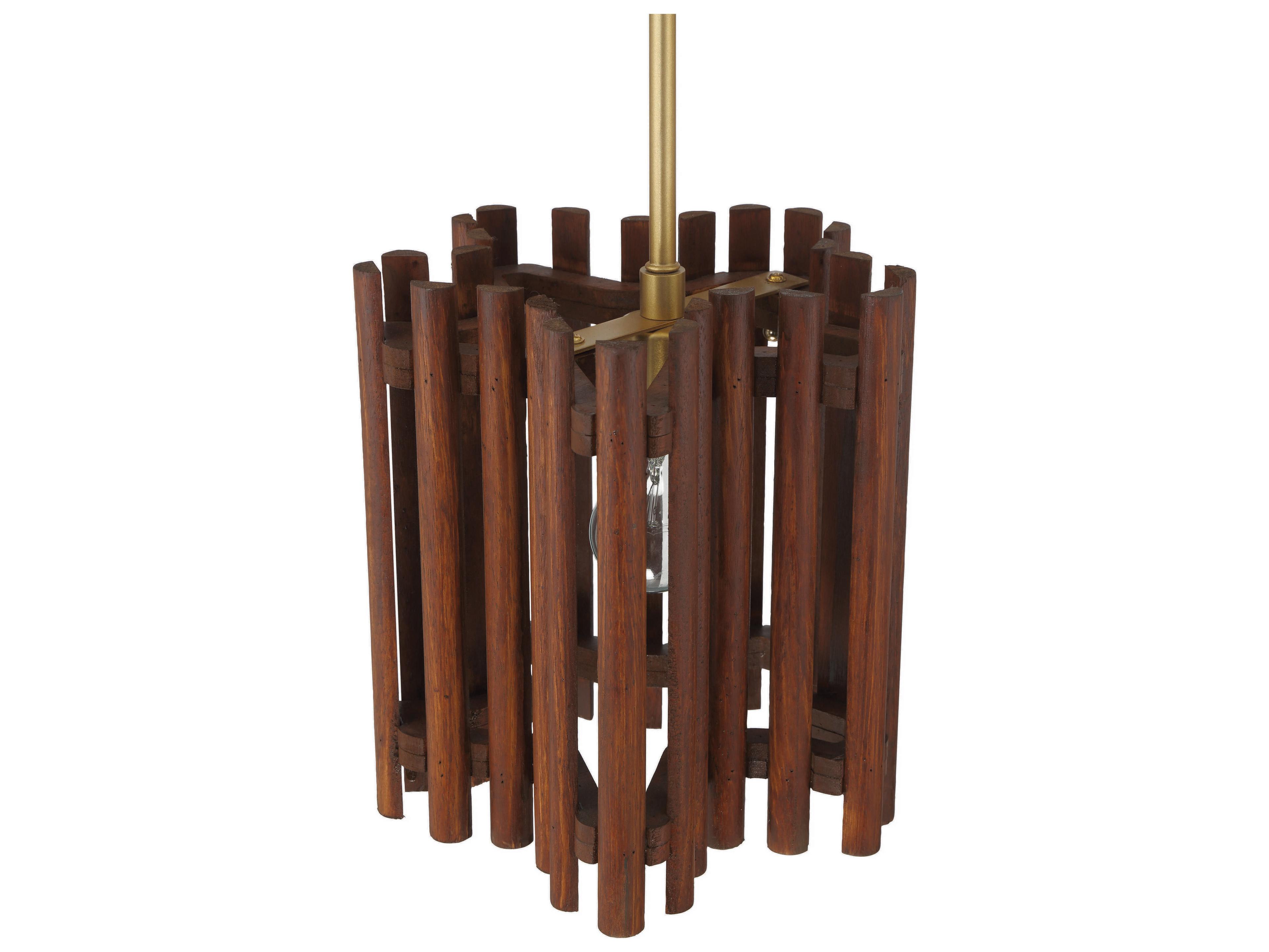 Craftmade Freeform 1-Light Satin Brass Walnut Brown Geometric Mini Pendant