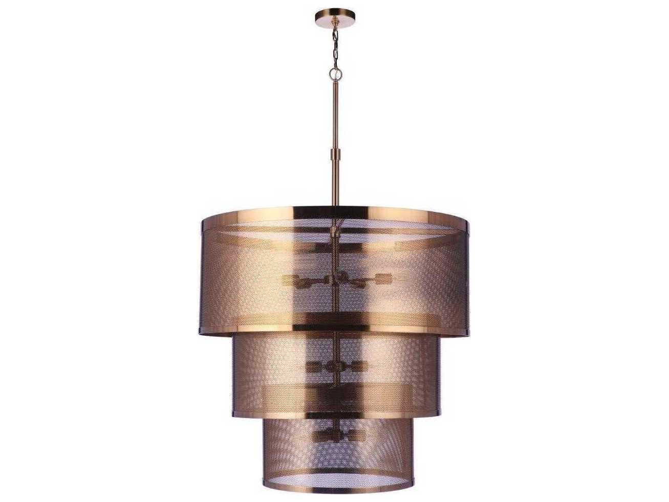 Craftmade Mesh 12-Light Satin Brass Drum Tiered Pendant