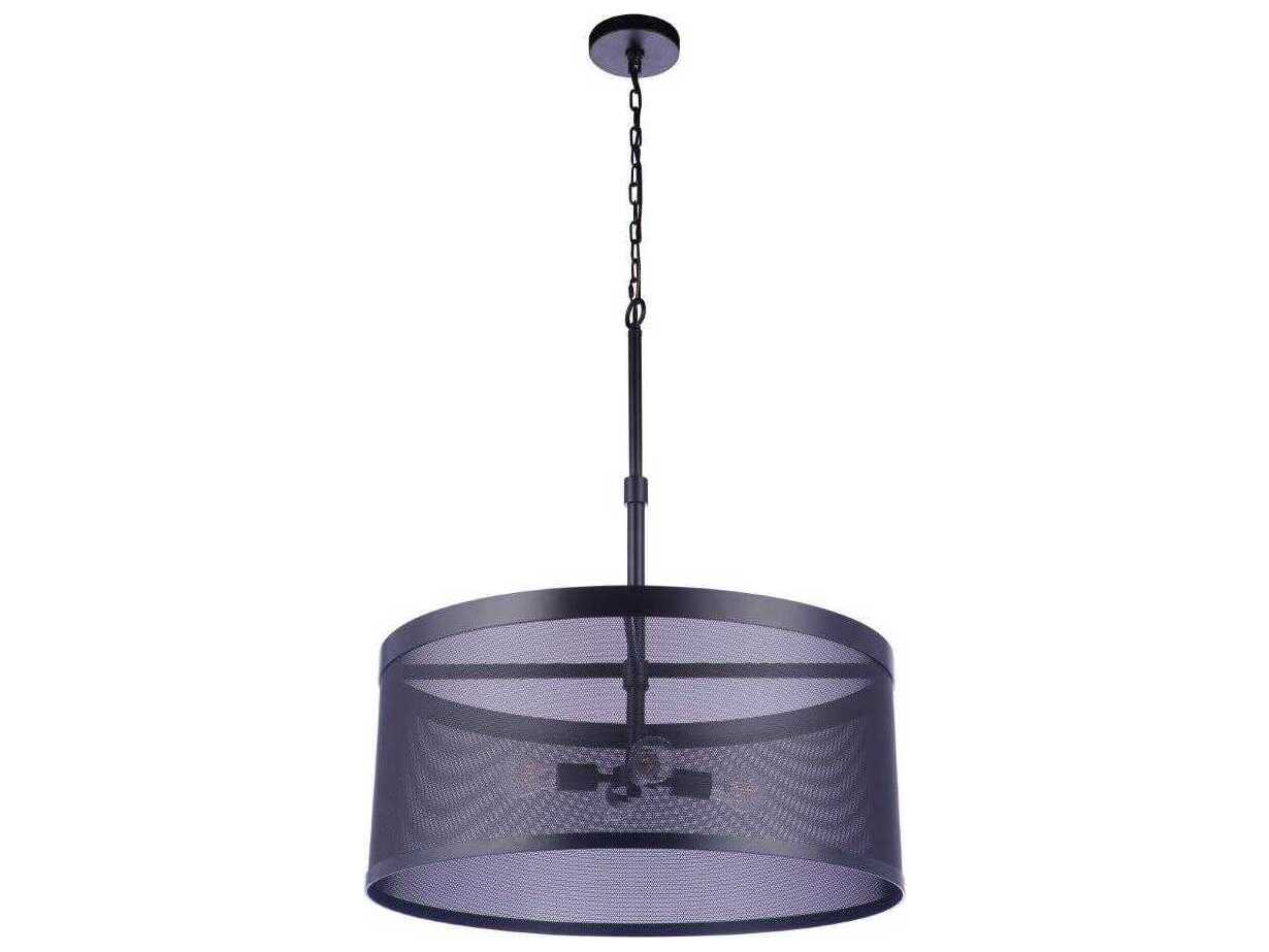 Craftmade Mesh 4-Light Flat Black Drum Pendant
