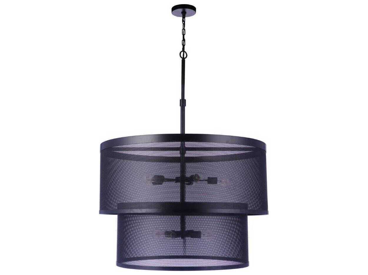 Craftmade Mesh 9-Light Flat Black Drum Pendant