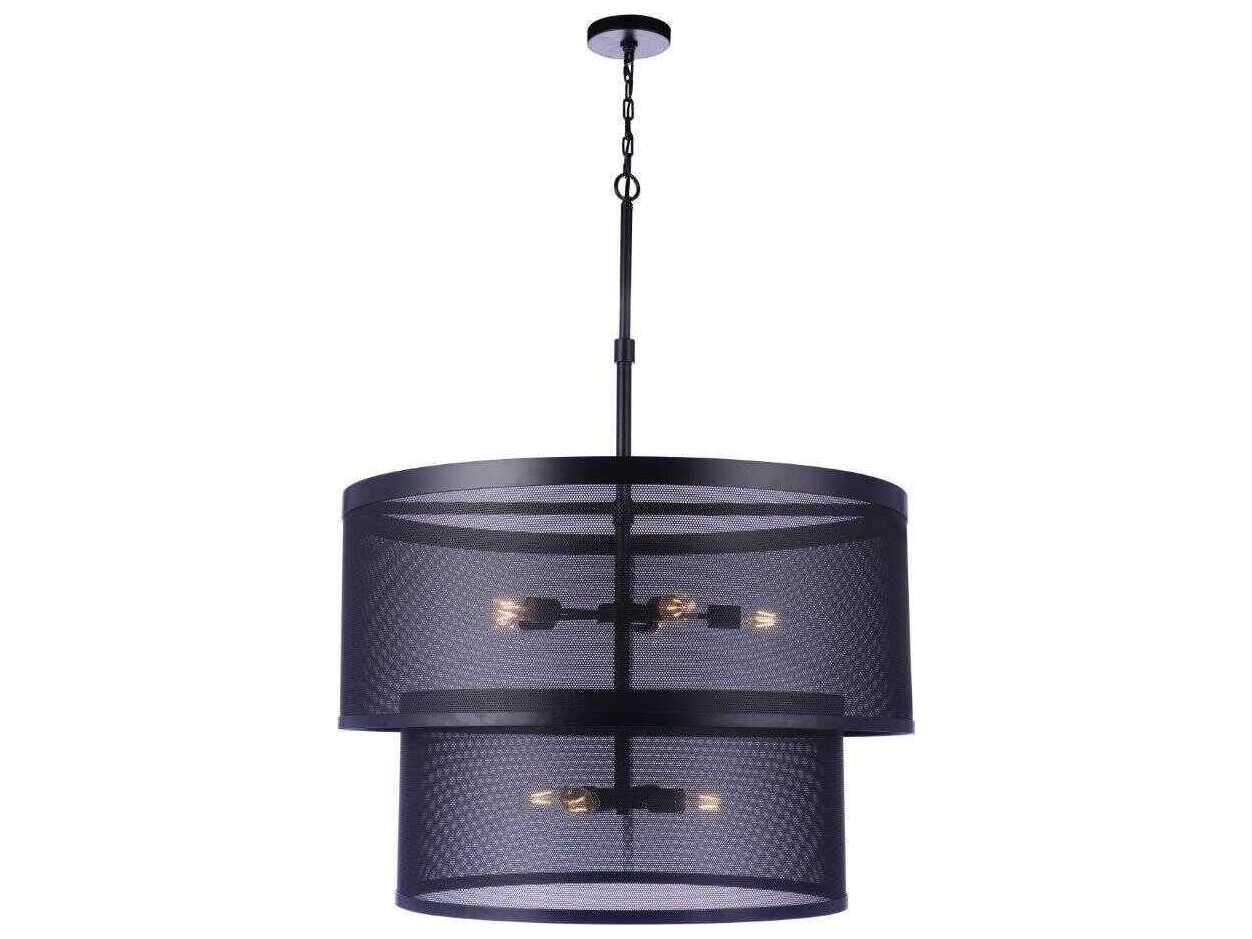 Craftmade Mesh 9-Light Flat Black Drum Pendant