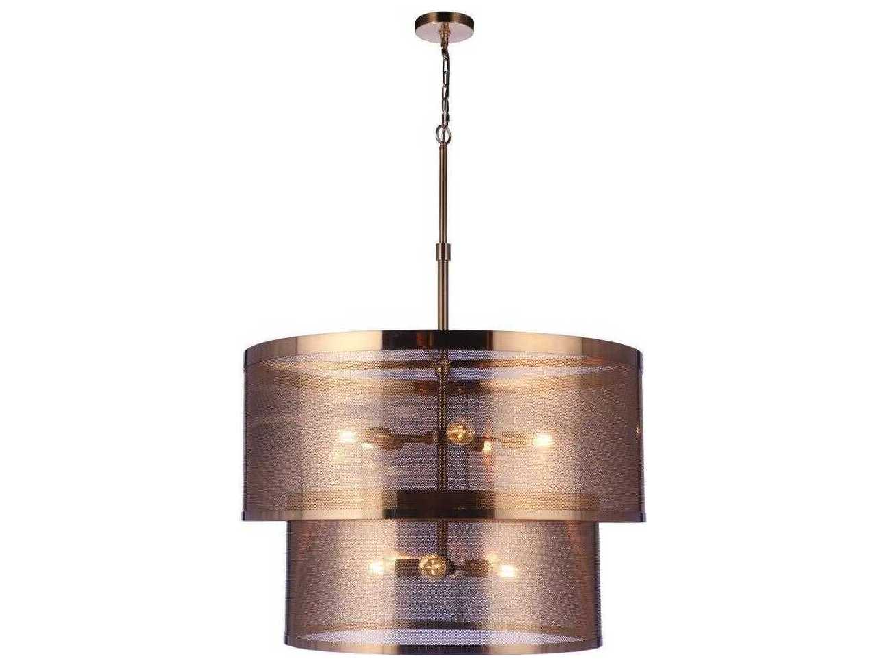 Craftmade Mesh 9-Light Satin Brass Drum Pendant