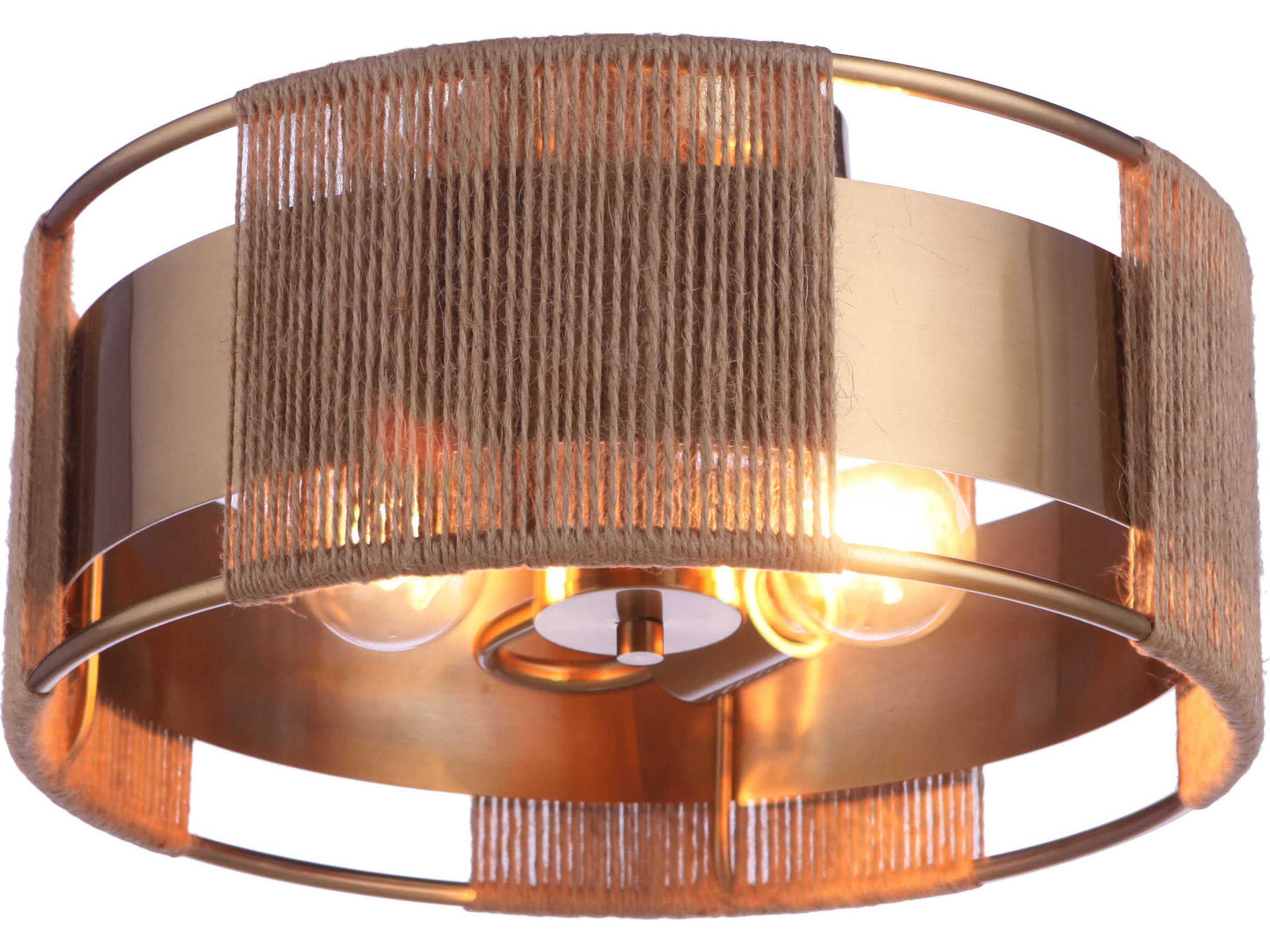 Craftmade Kensey 2-Light Satin Brass Drum Semi Flush Mount