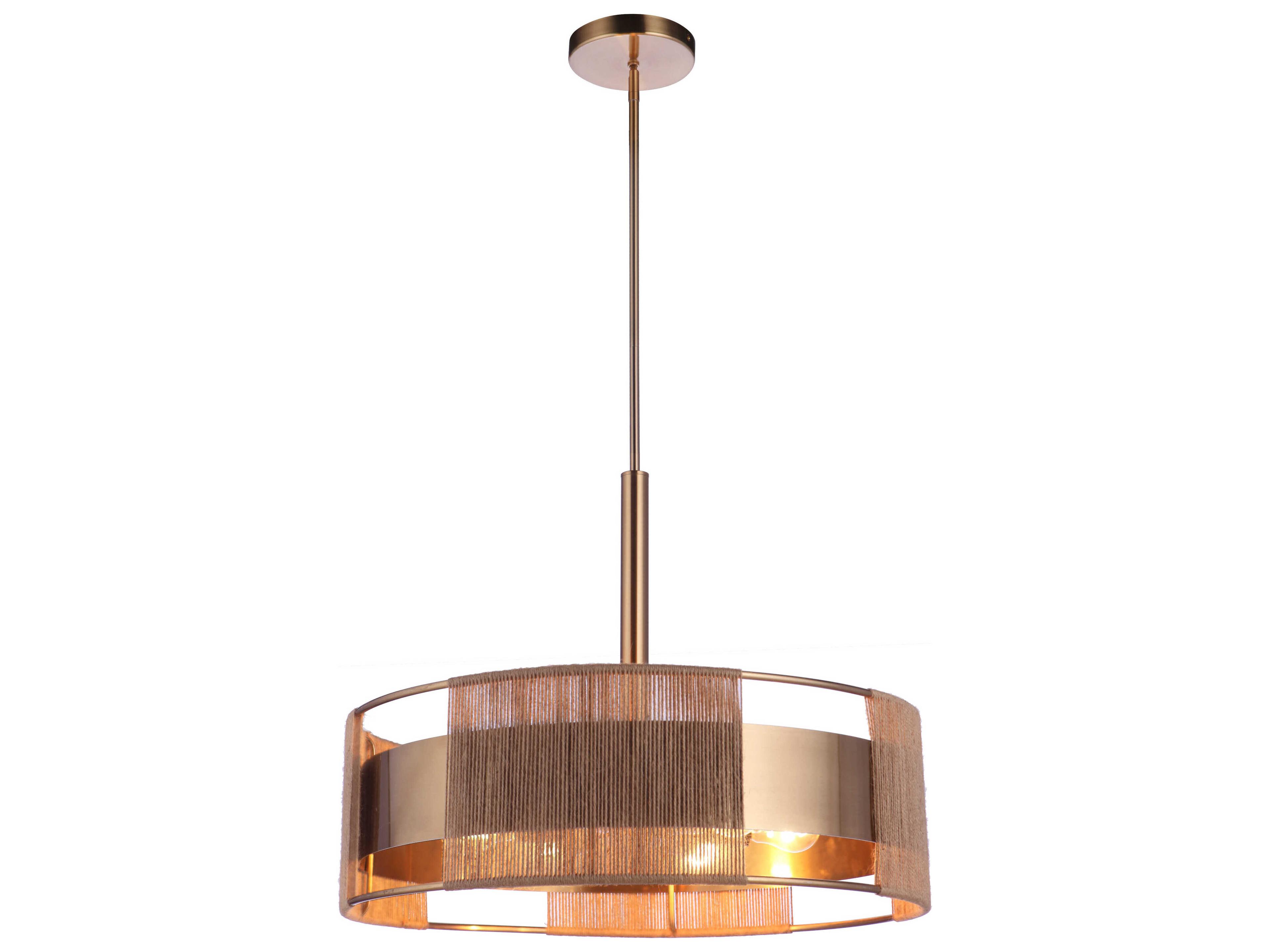 Craftmade Kensey 6-Light Satin Brass Brown Drum Pendant