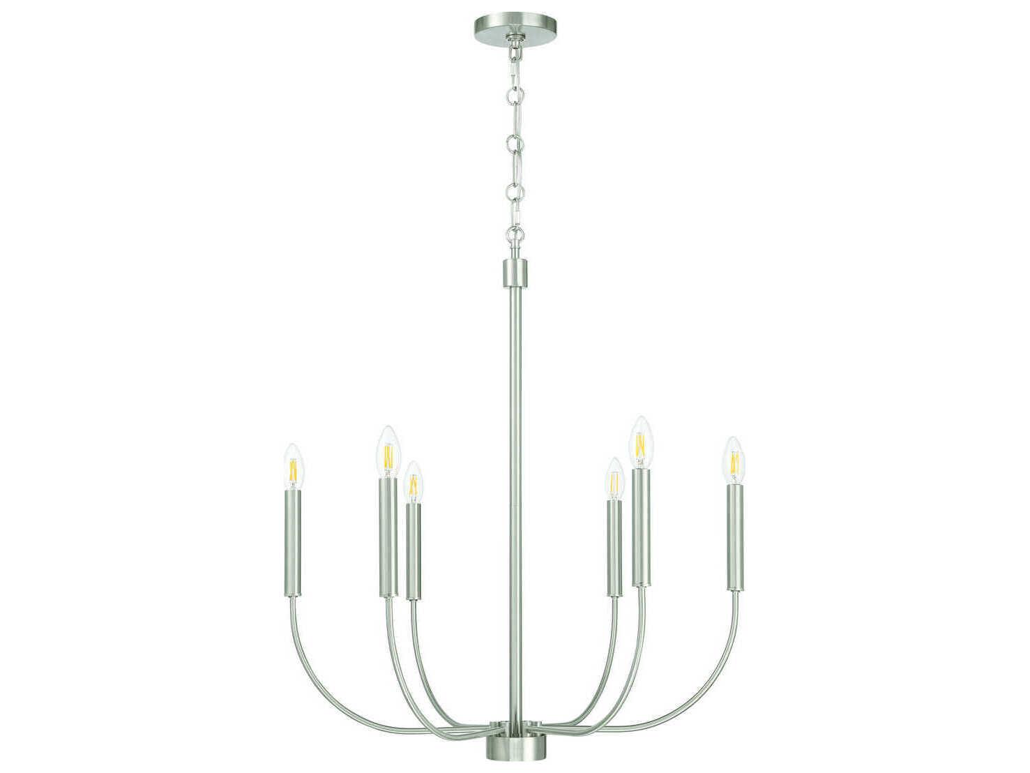 Craftmade Traci 6-Light Brushed Polished Nickel Candelabra Chandelier