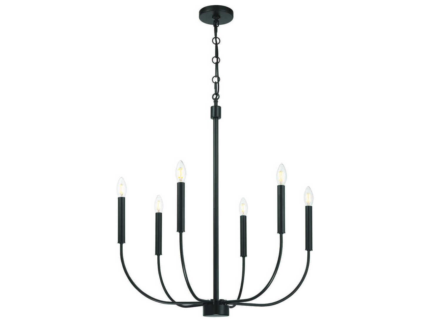 Craftmade Traci 6-Light Flat Black Candelabra Chandelier