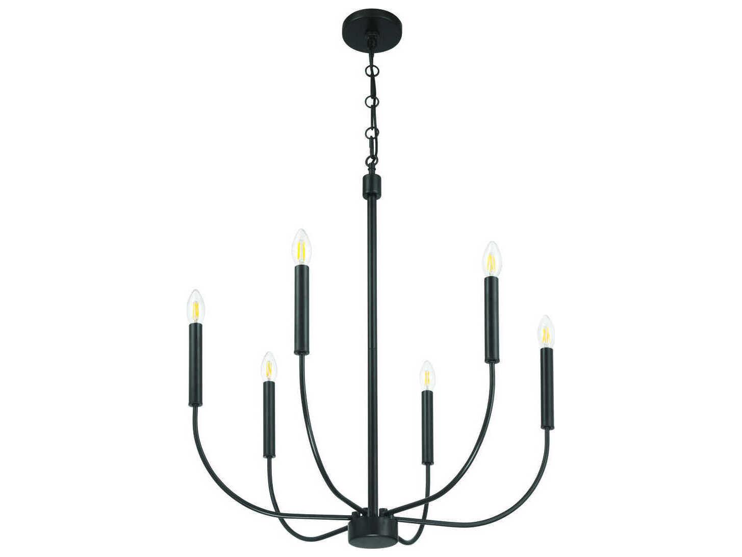 Craftmade Traci 6-Light Flat Black Candelabra Chandelier