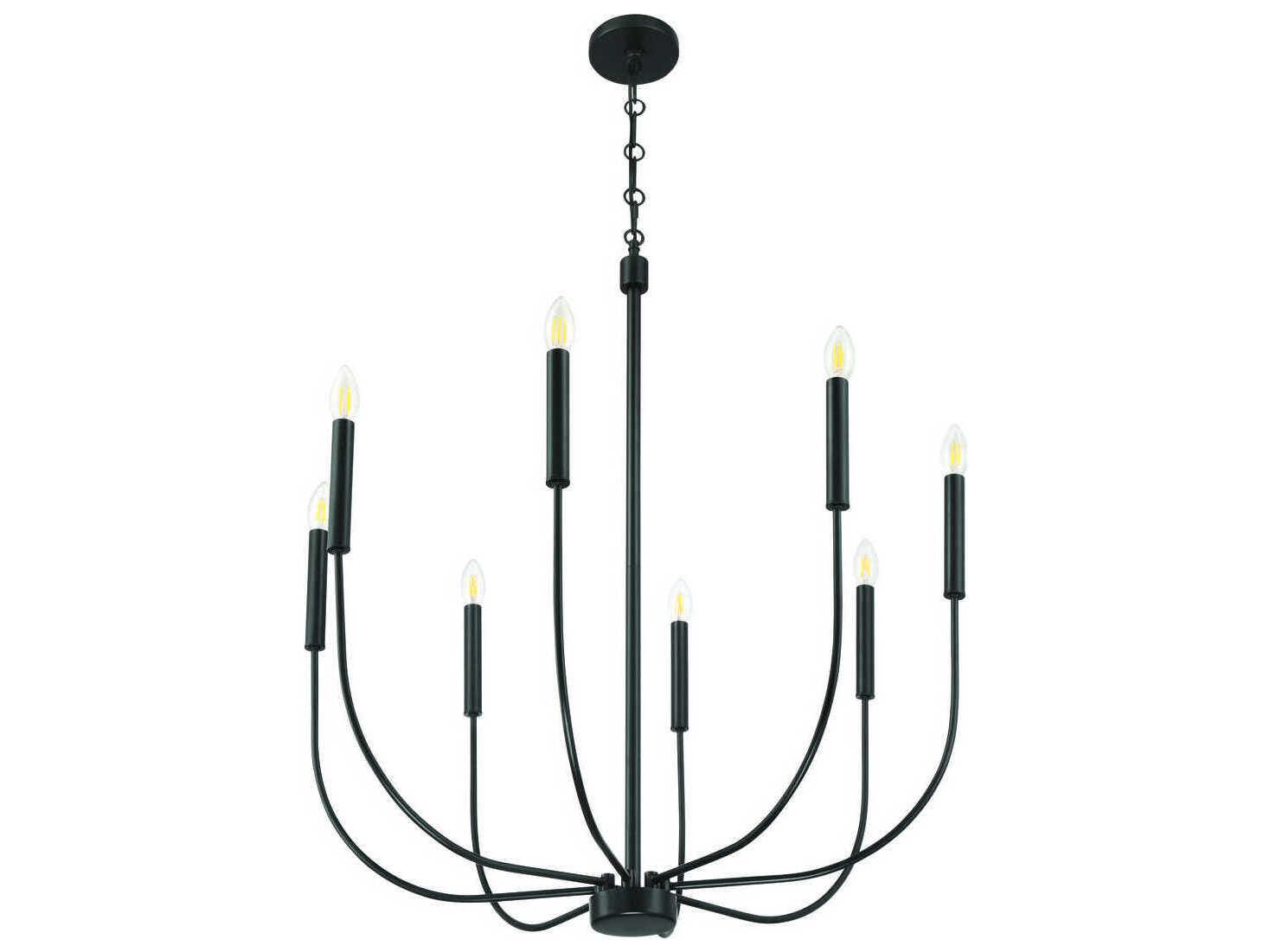 Craftmade Traci 8-Light Flat Black Candelabra Chandelier