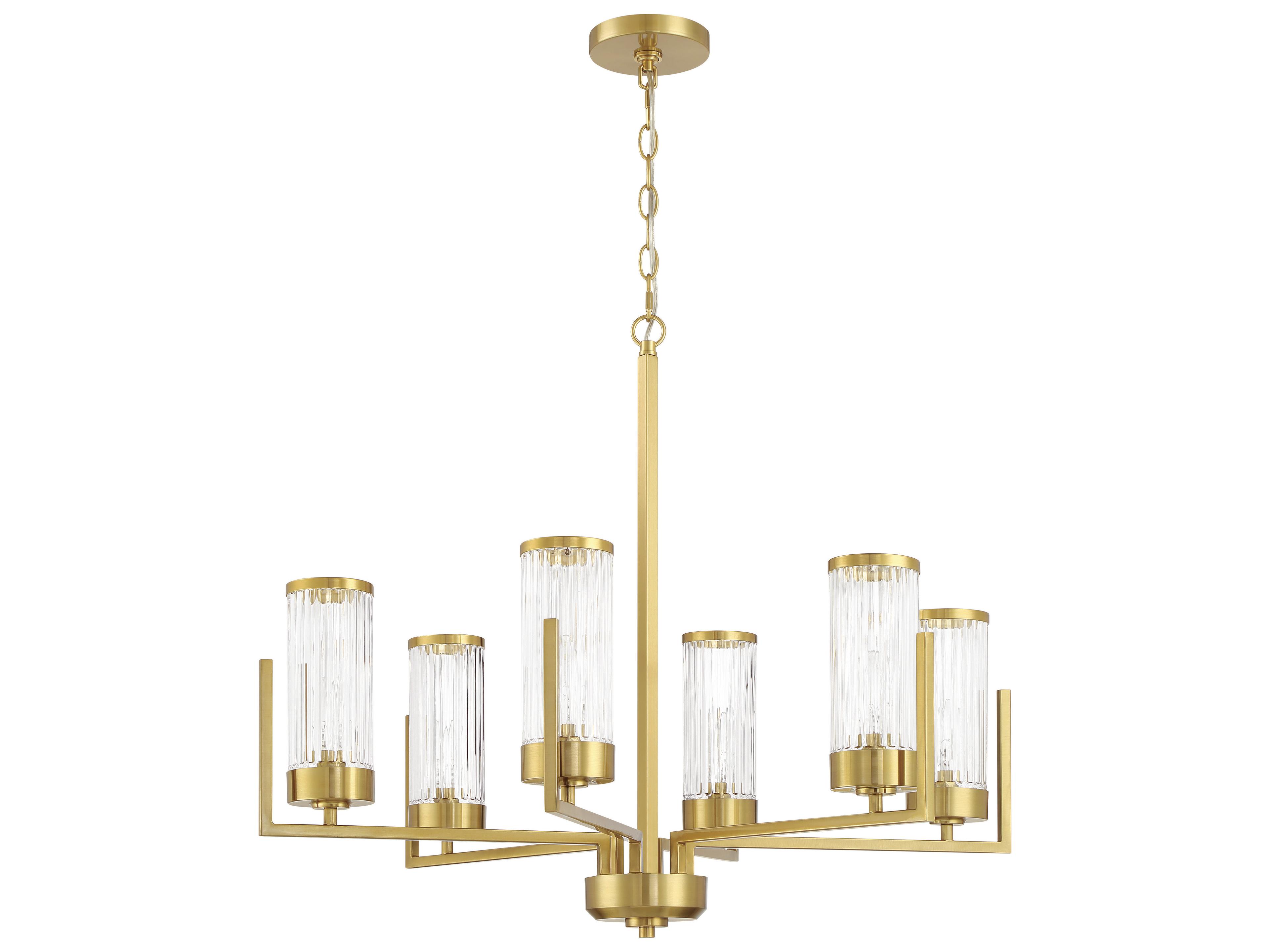 Craftmade Whittley 6-Light Satin Brass Candelabra Cylinder Chandelier