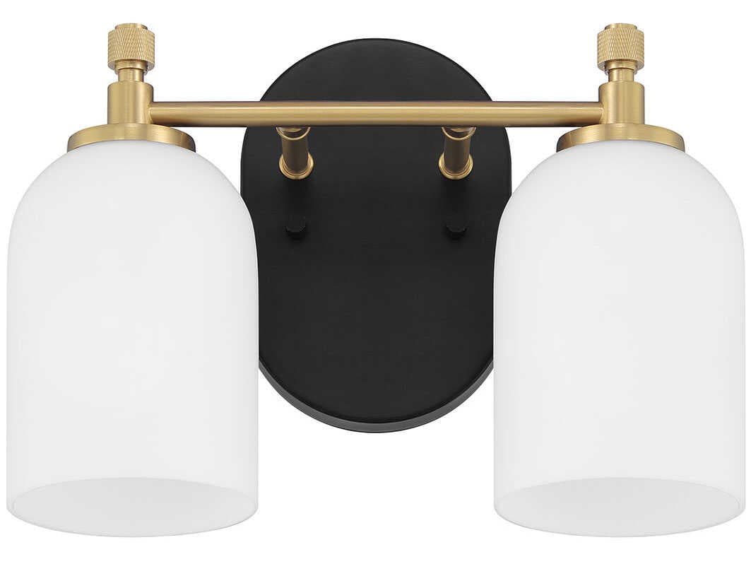 Craftmade Council 2-Light Flat Black Satin Brass Vanity Light