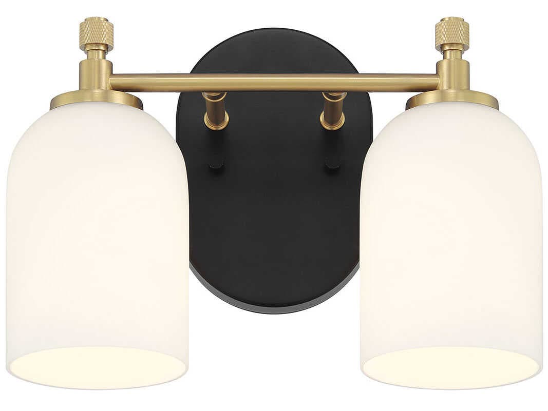 Craftmade Council 2-Light Flat Black Satin Brass Vanity Light