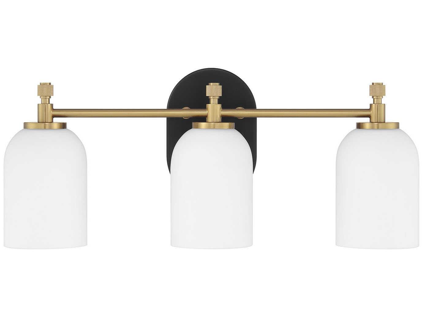 Craftmade Council 3-Light Flat Black Satin Brass Vanity Light