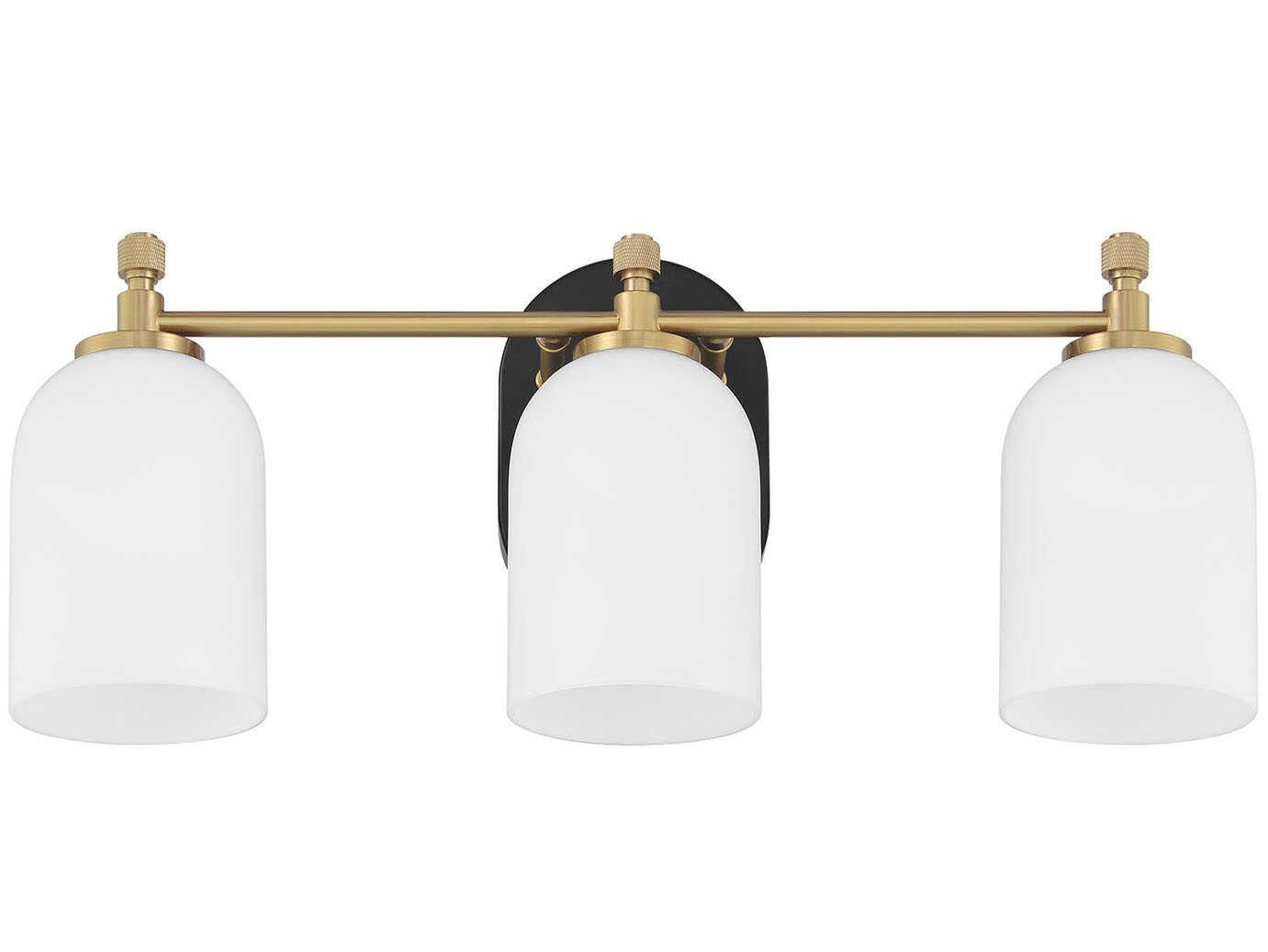 Craftmade Council 3-Light Flat Black Satin Brass Vanity Light