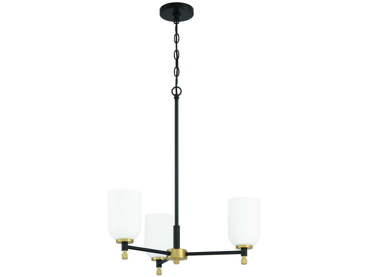 Craftmade Council 3-Light Flat Black Satin Brass Cylinder Chandelier