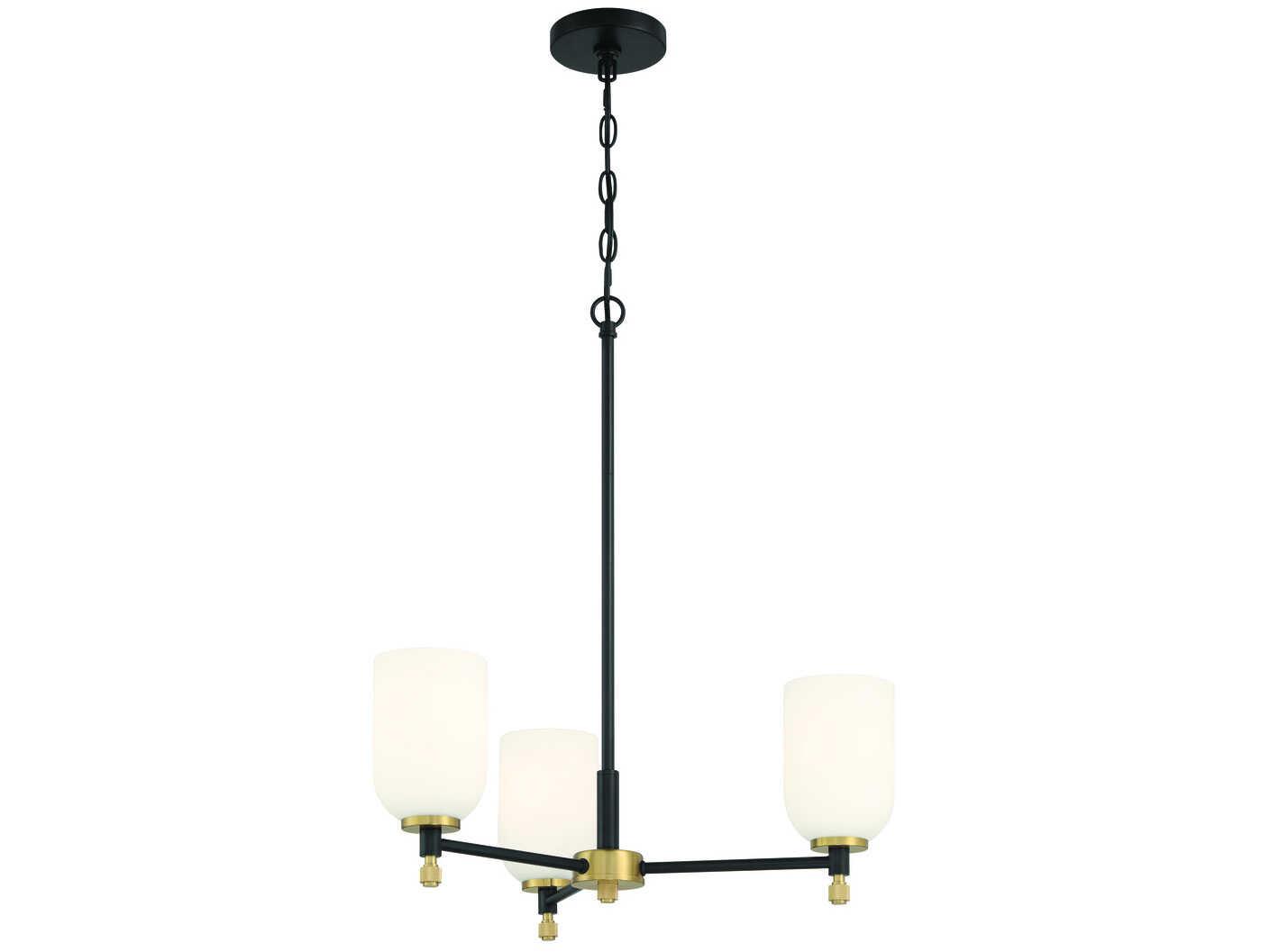 Craftmade Council 3-Light Flat Black Satin Brass Cylinder Chandelier