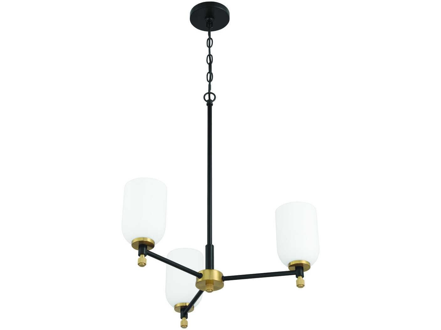 Craftmade Council 3-Light Flat Black Satin Brass Cylinder Chandelier