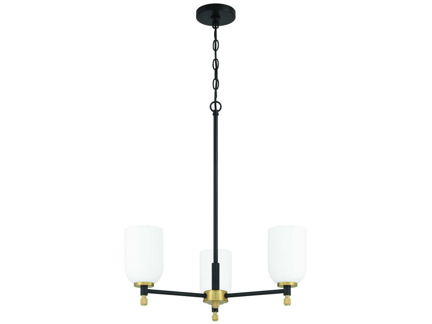 Craftmade Council 3-Light Flat Black Satin Brass Cylinder Chandelier