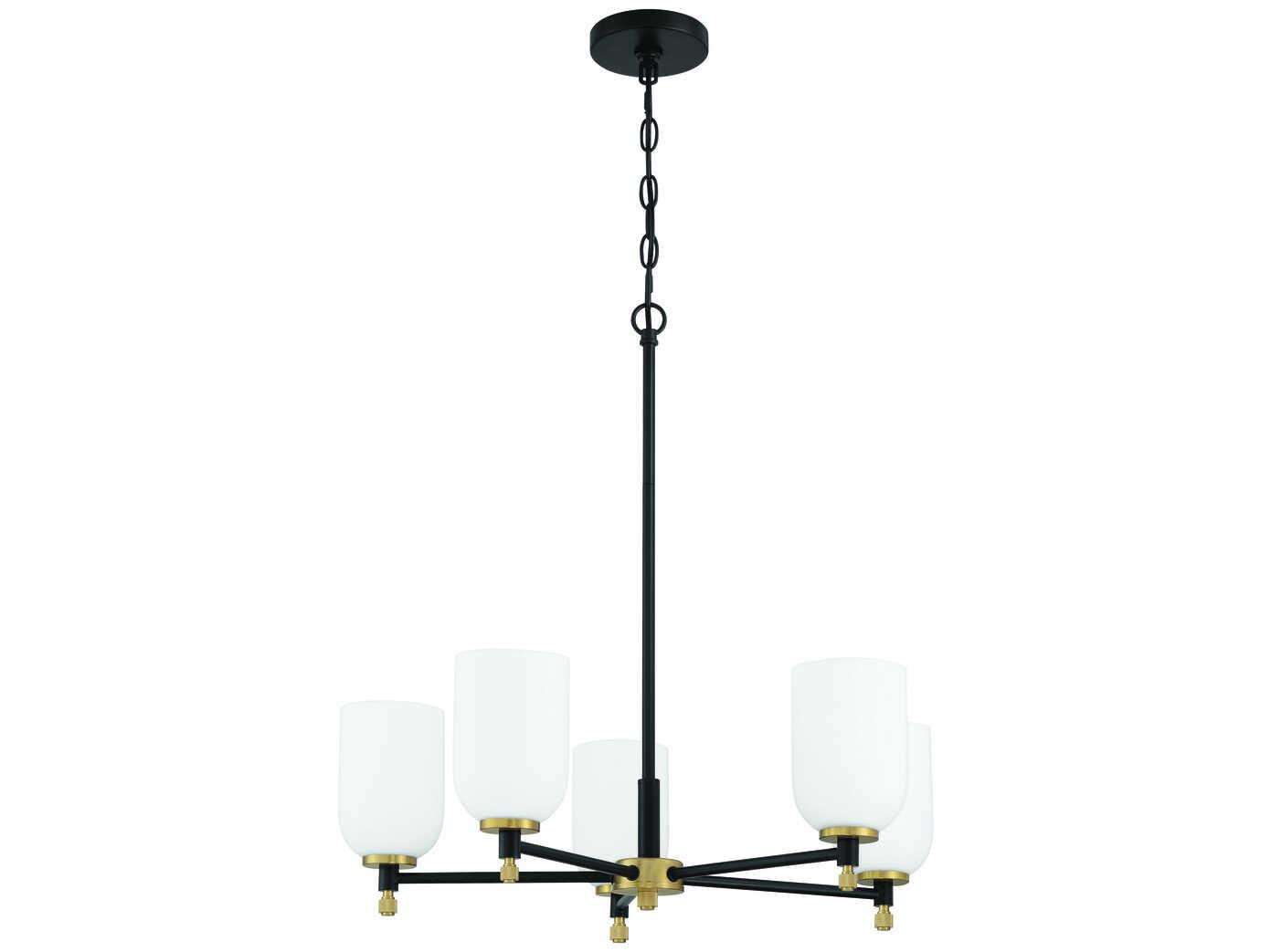 Craftmade Council 5-Light Flat Black Satin Brass Cylinder Chandelier