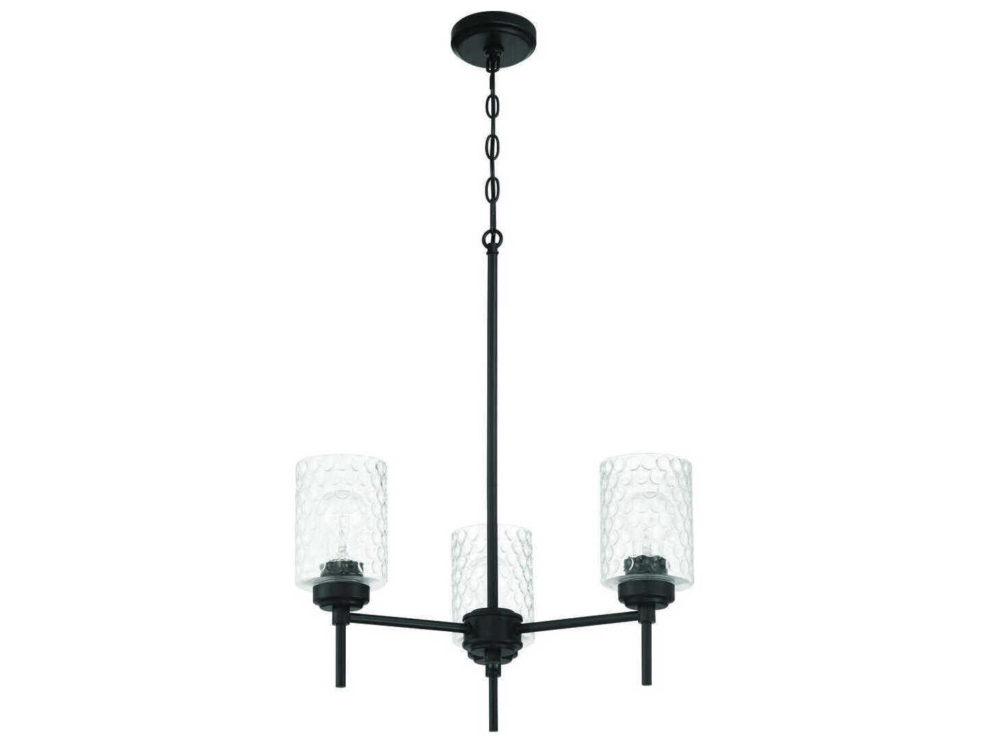 Craftmade Claire 3-Light Flat Black Cylinder Chandelier