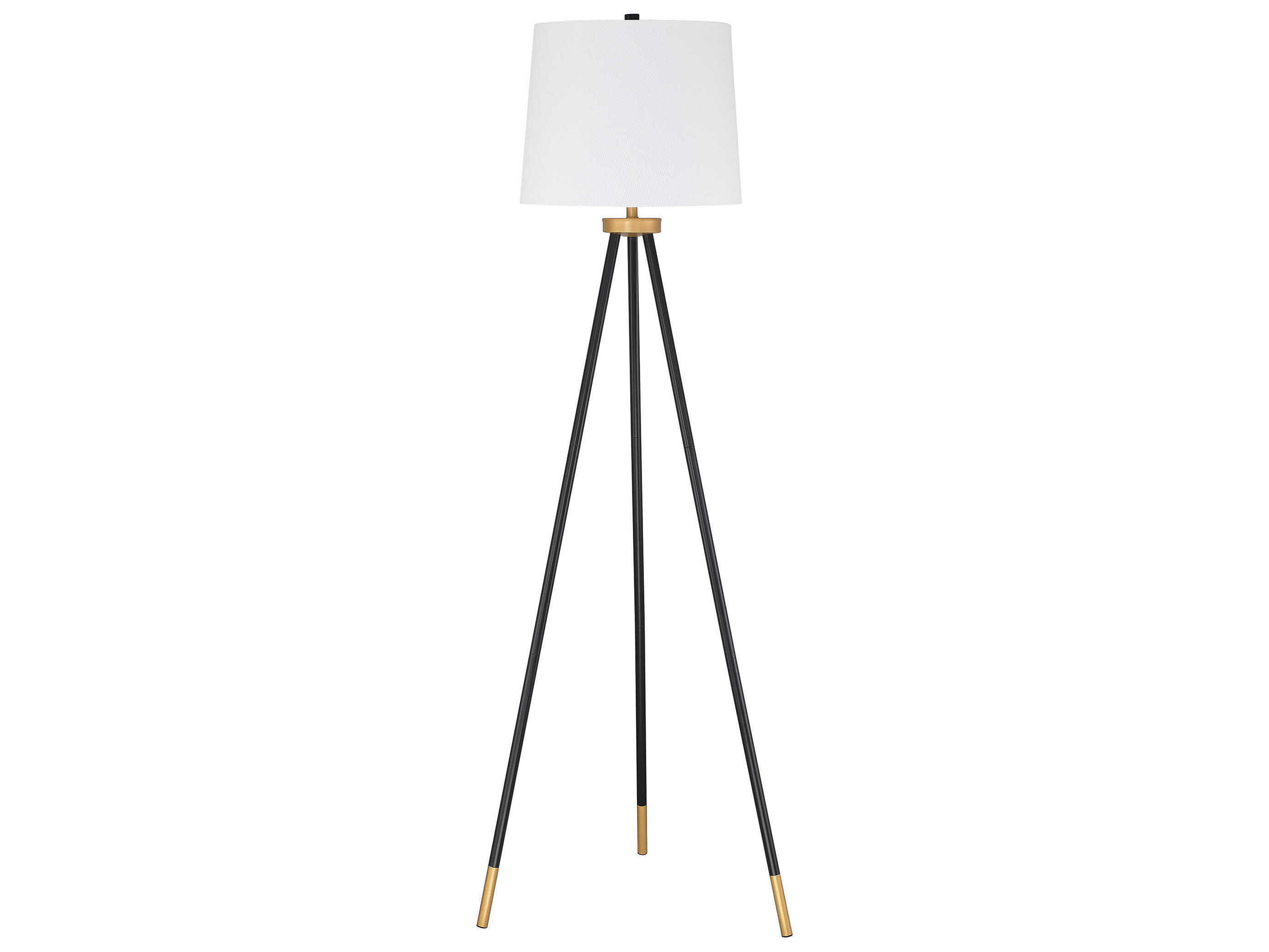 Craftmade Painted Black Gold White Fabric Floor Lamp