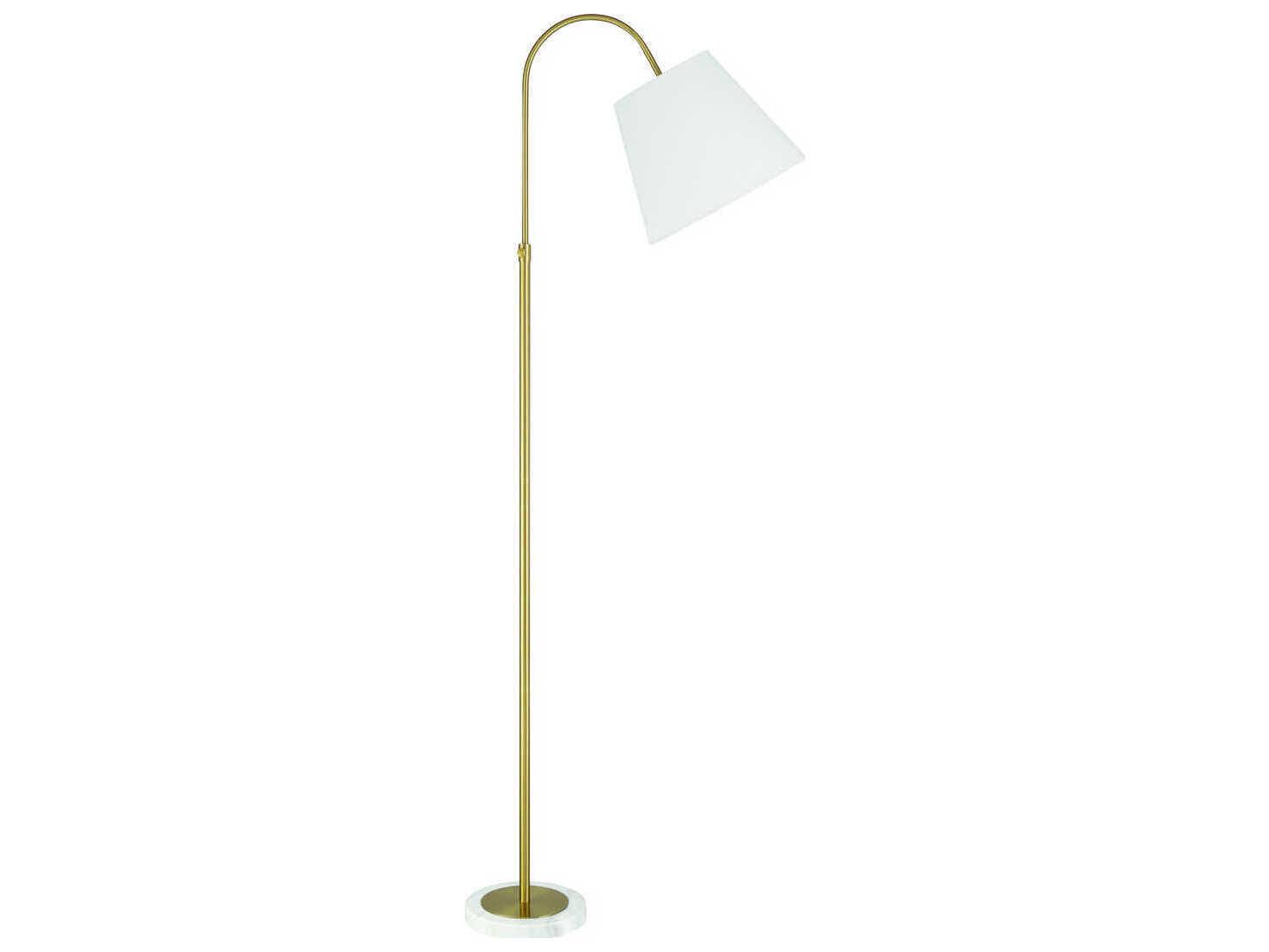 Craftmade Girard Satin Brass White Fabric Floor Lamp