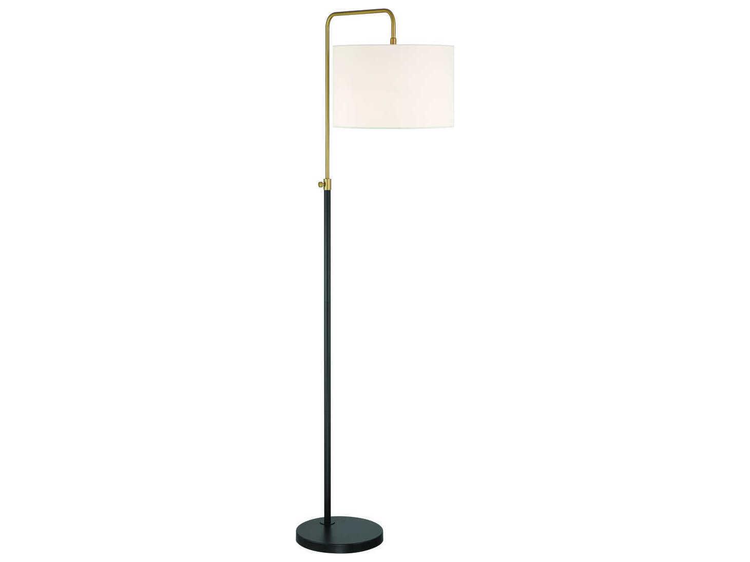 Craftmade Ingraham Flat Black Satin Brass White Fabric Floor Lamp