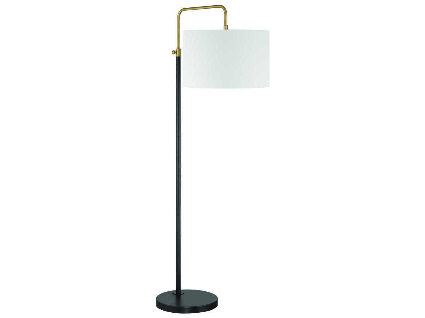 Craftmade Ingraham Flat Black Satin Brass White Fabric Floor Lamp