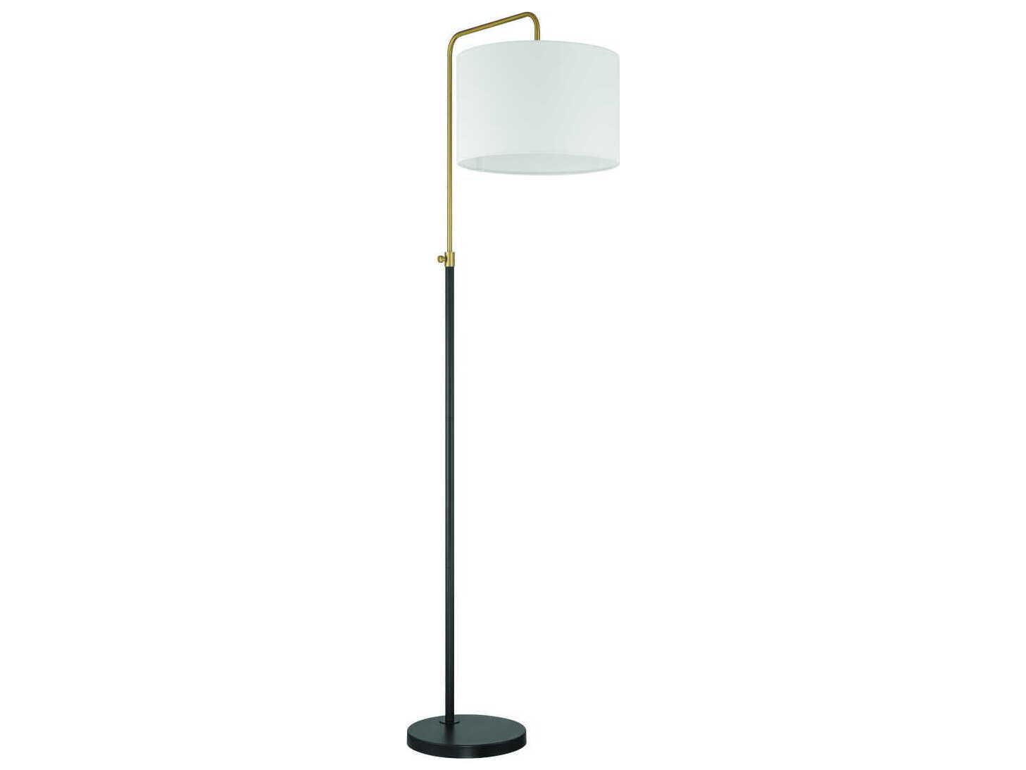 Craftmade Ingraham Flat Black Satin Brass White Fabric Floor Lamp