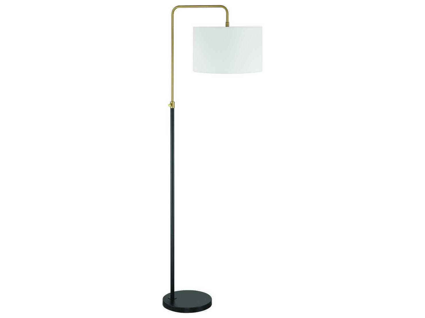 Craftmade Ingraham Flat Black Satin Brass White Fabric Floor Lamp
