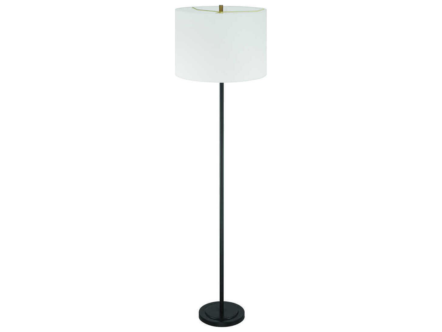 Craftmade Jones Flat Black White Fabric Floor Lamp
