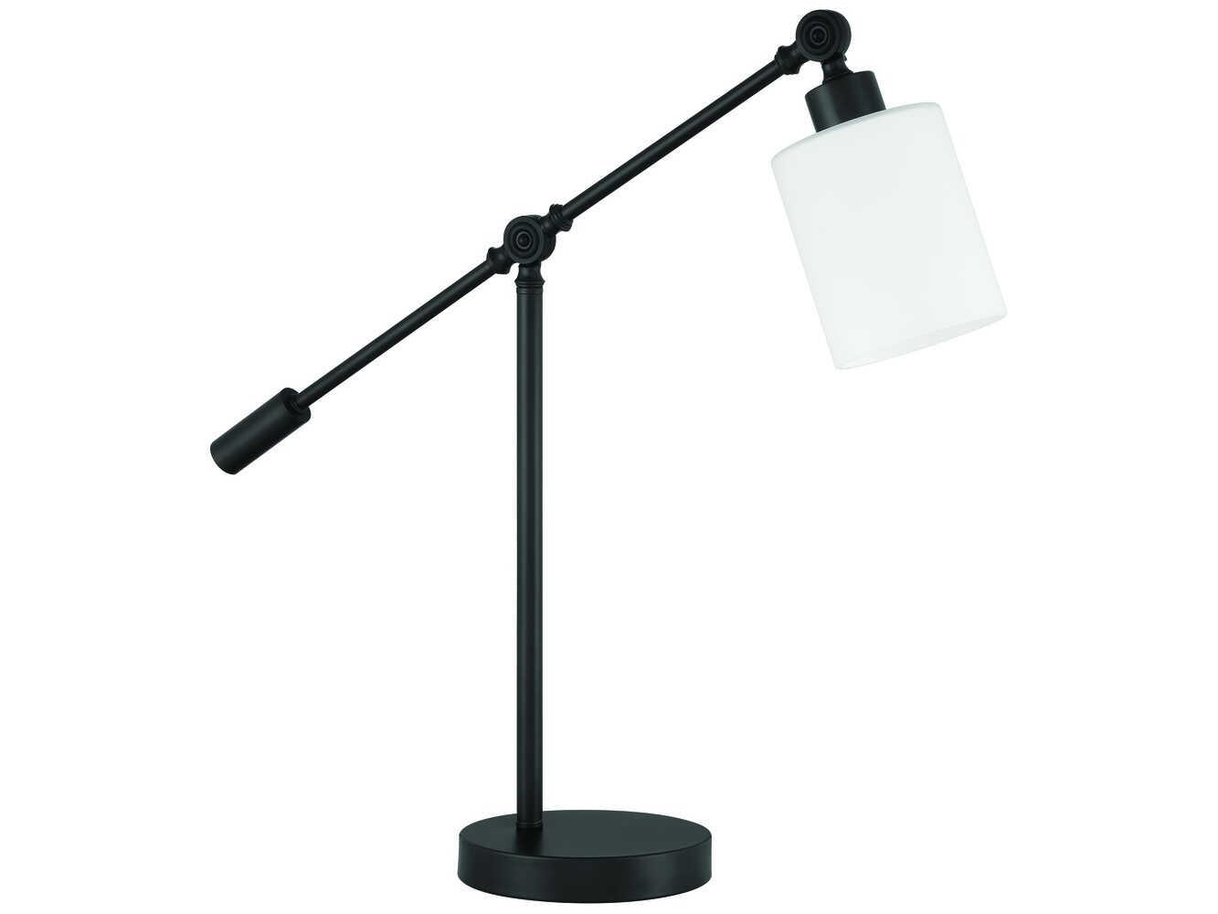 Craftmade Indiana Flat Black Frost White Glass Desk Lamp