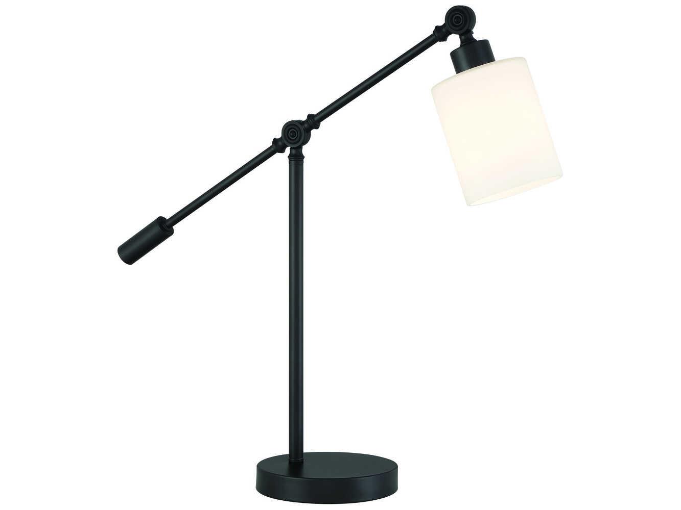 Craftmade Indiana Flat Black Frost White Glass Desk Lamp