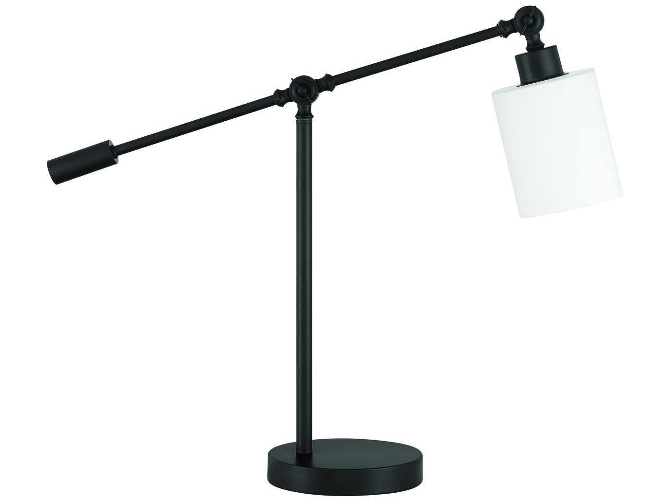 Craftmade Indiana Flat Black Frost White Glass Desk Lamp