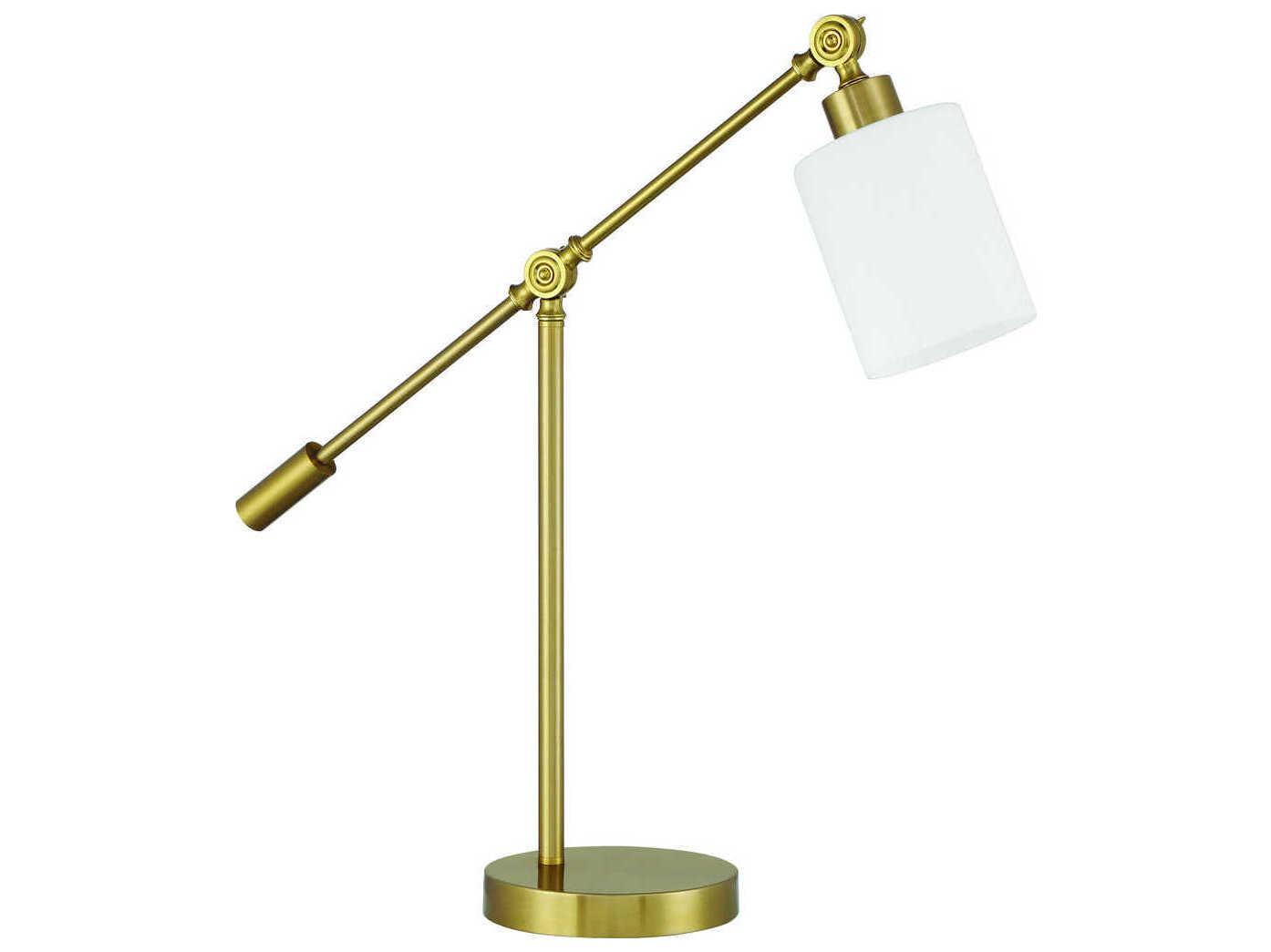 Craftmade Indiana Satin Brass Frost White Glass Desk Lamp