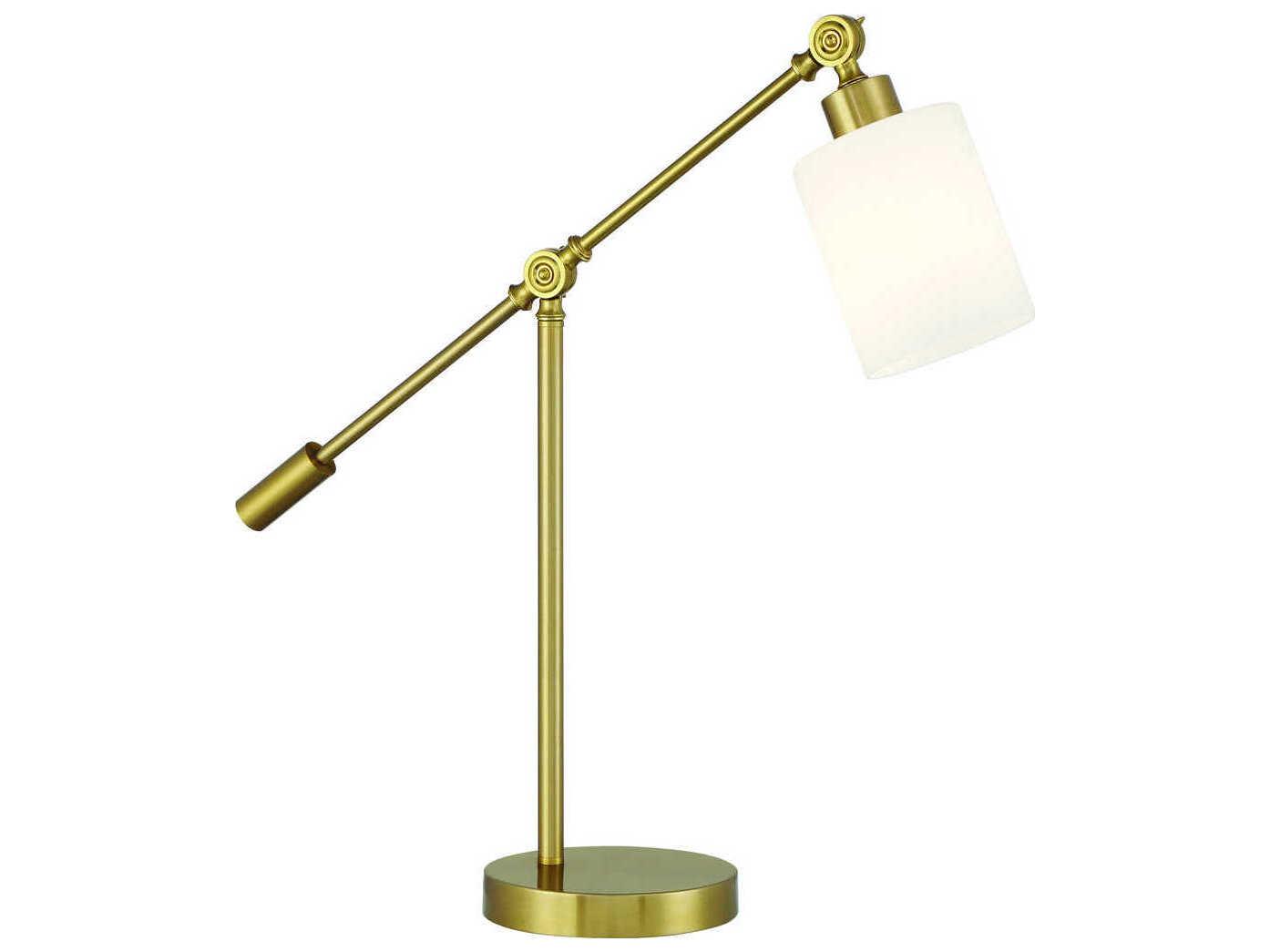 Craftmade Indiana Satin Brass Frost White Glass Desk Lamp