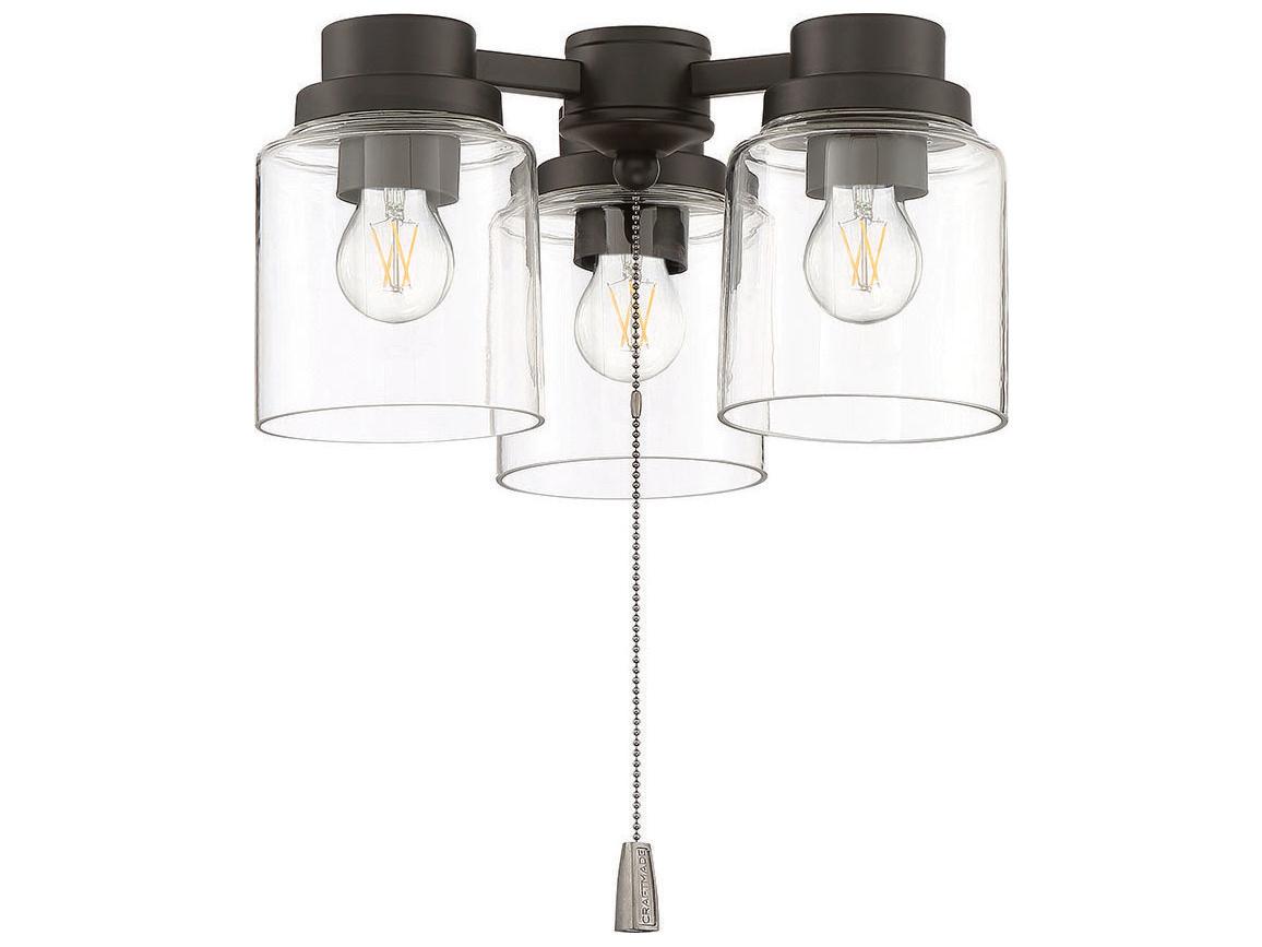 Craftmade Universal Flat Black 3-Light Fan Light