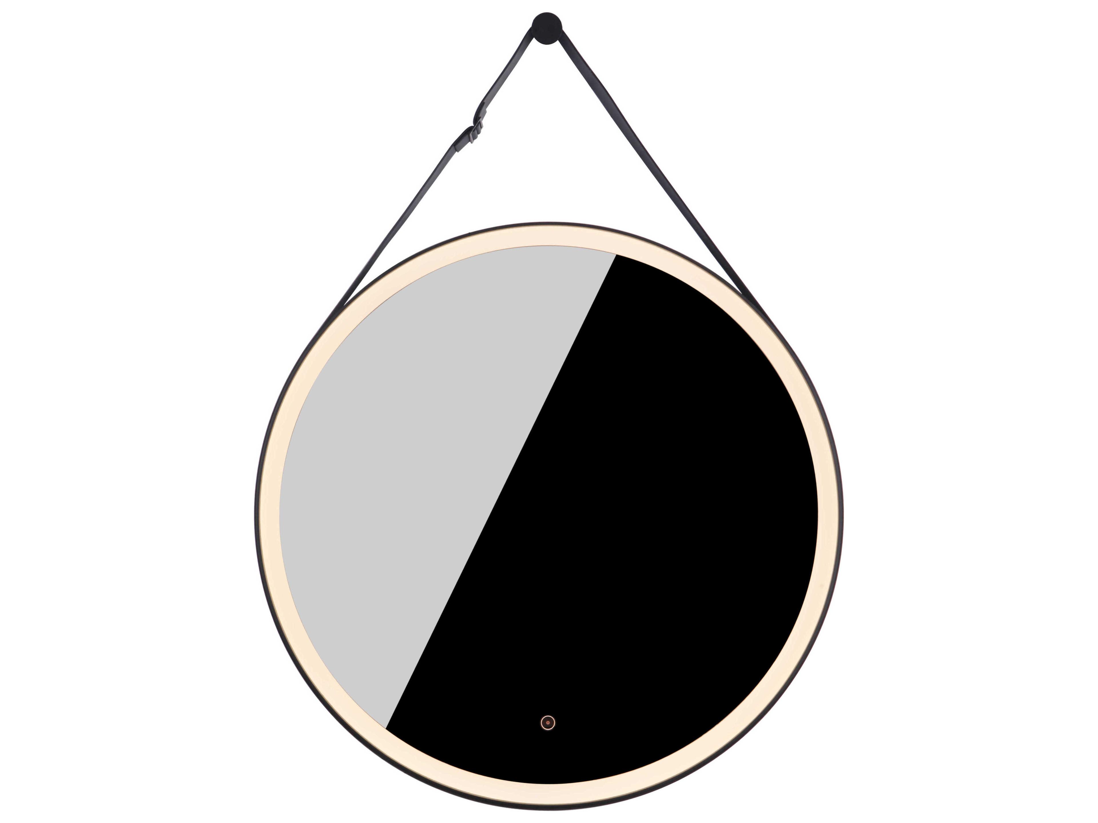 Craftmade Flat Black Round LED Wall Mirror