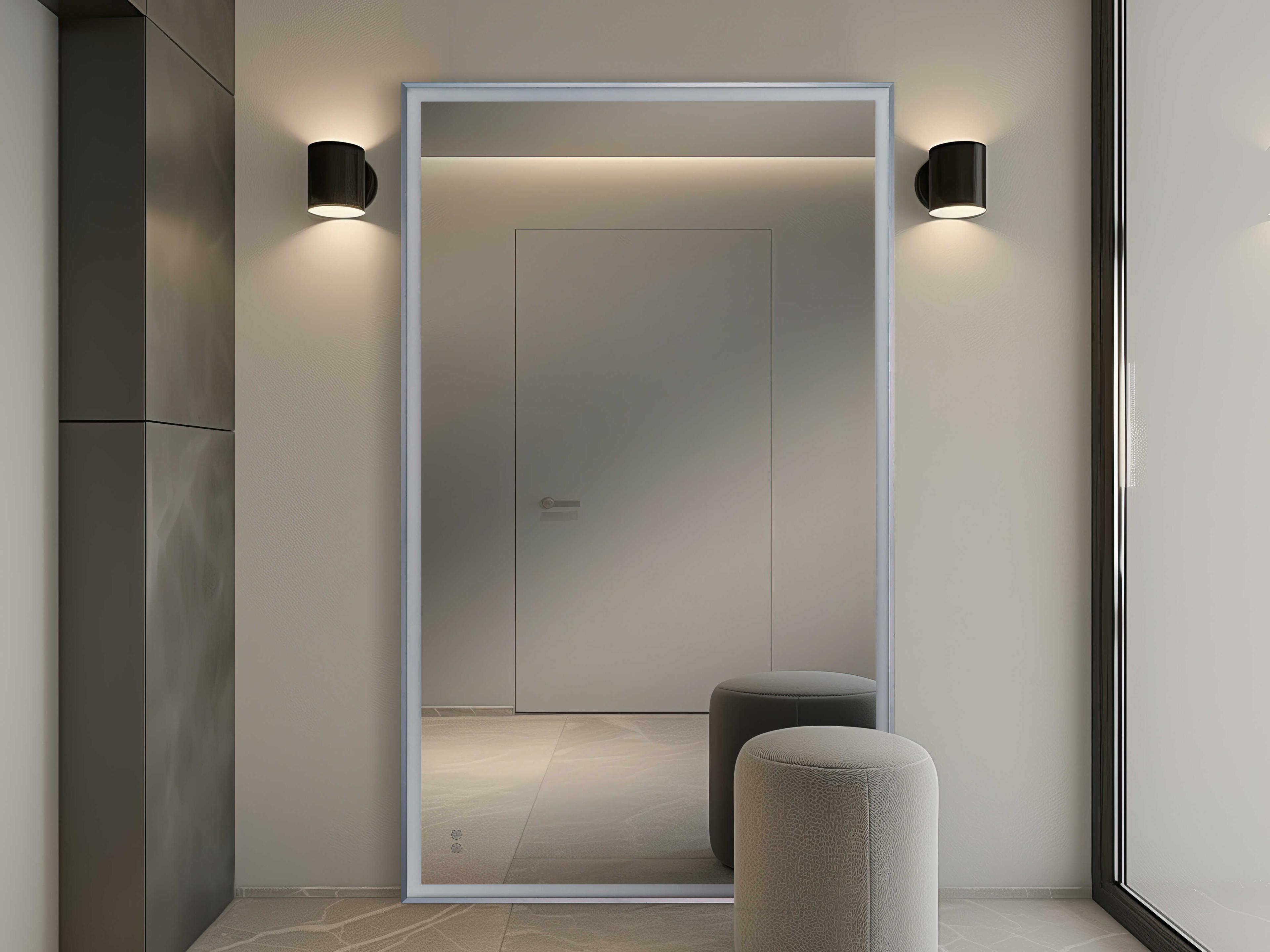 Craftmade Framed Brushed Polished Nickel Wall Mirror Rectangular