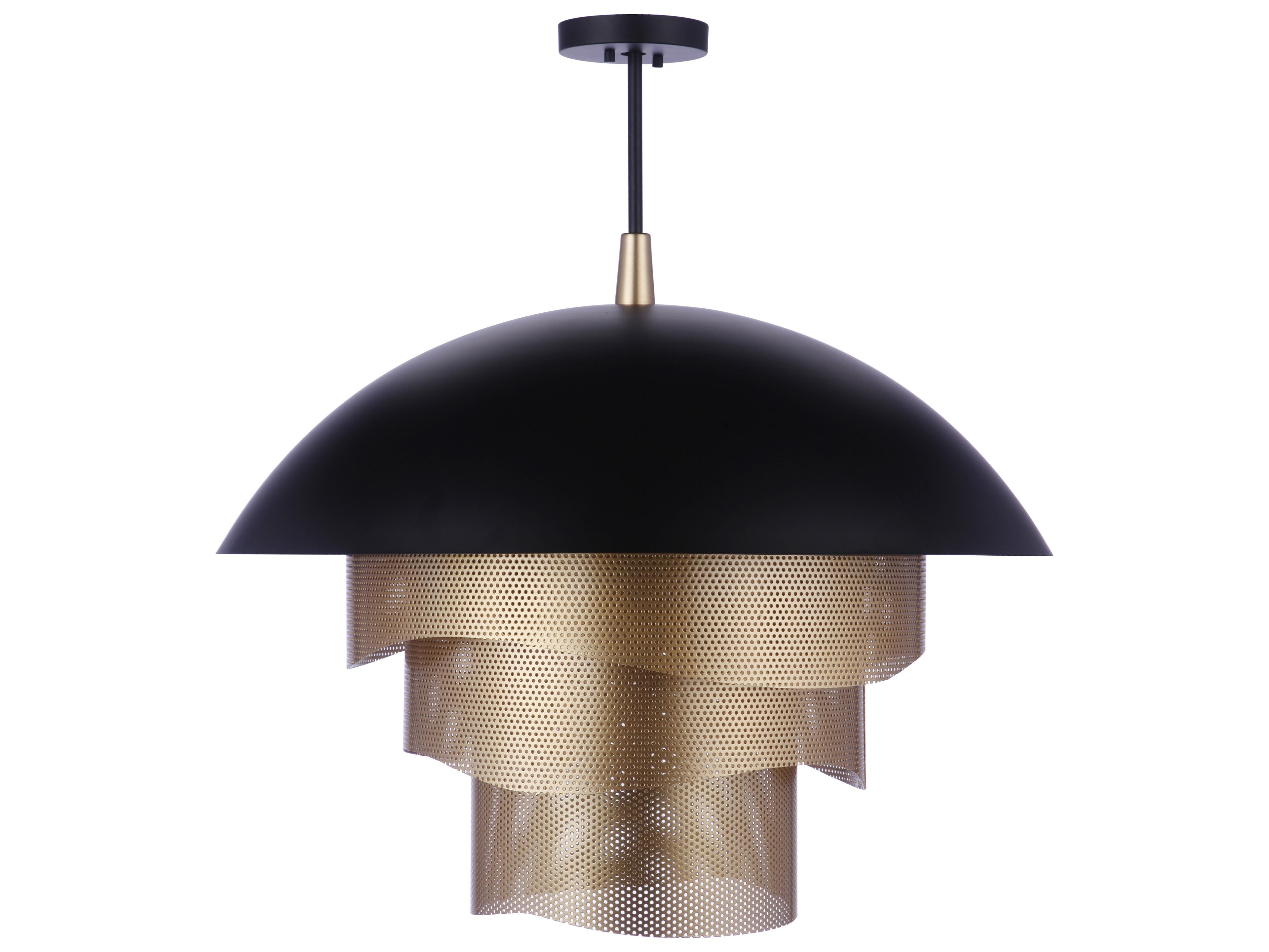 Craftmade Sculptural Statement 1-Light Flat Black Matte Gold Dome Tiered Pendant