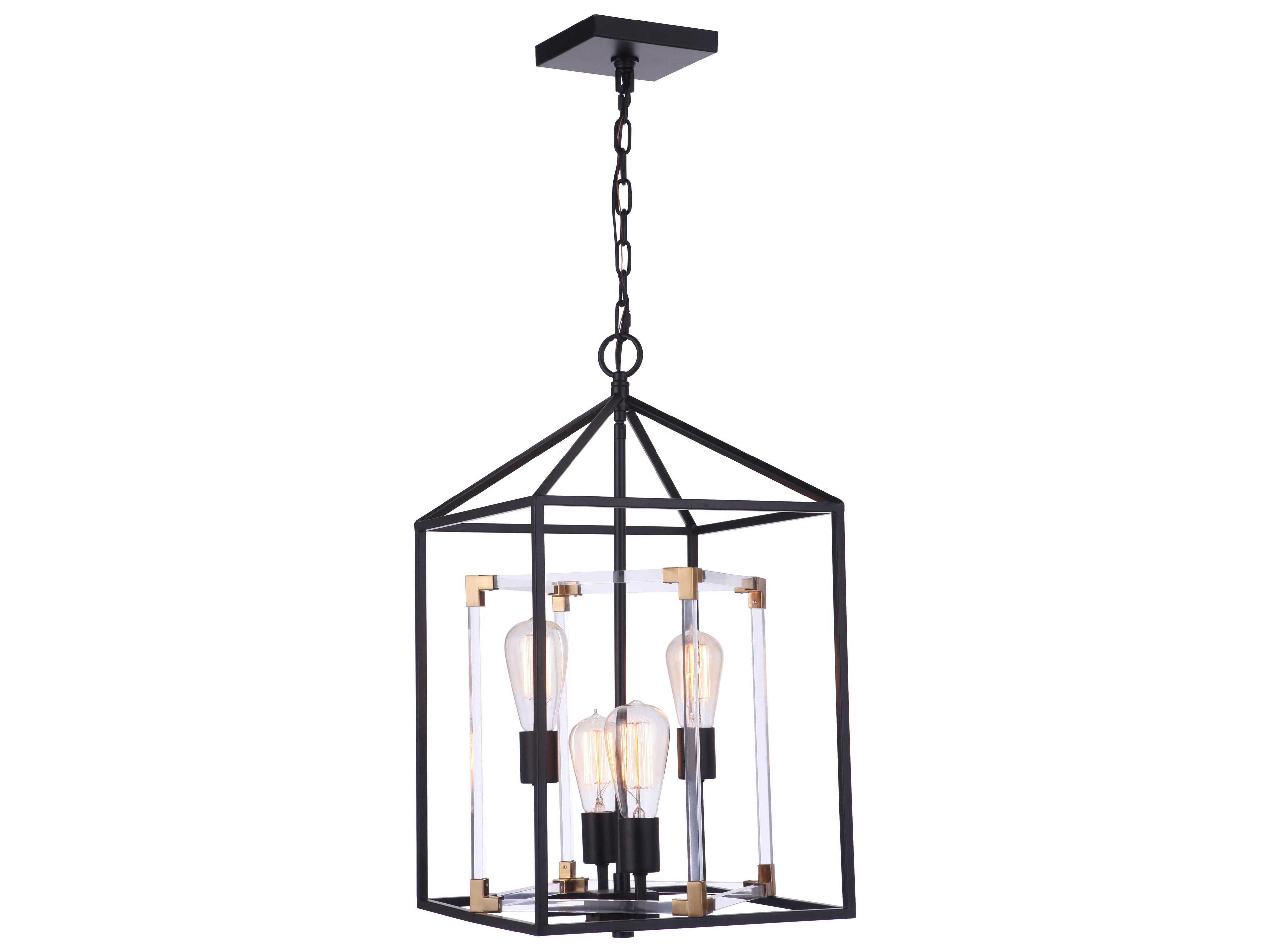 Craftmade Aaron 4-Light Flat Black Satin Brass Geometric Pendant