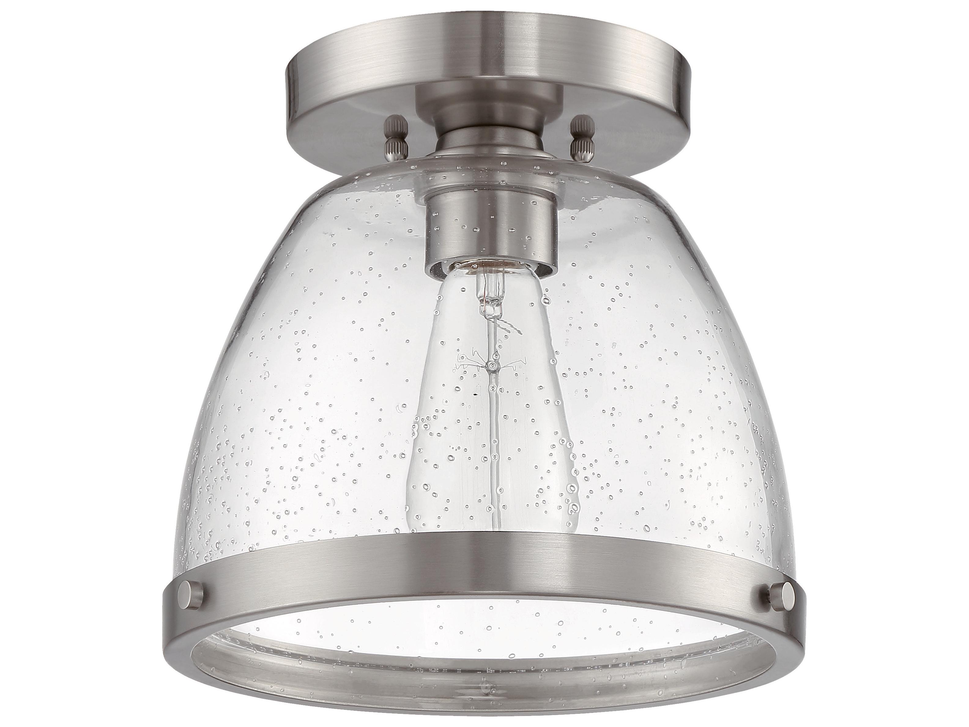 Craftmade Lodie 1-Light Brushed Polished Nickel Glass Bell Flush Mount